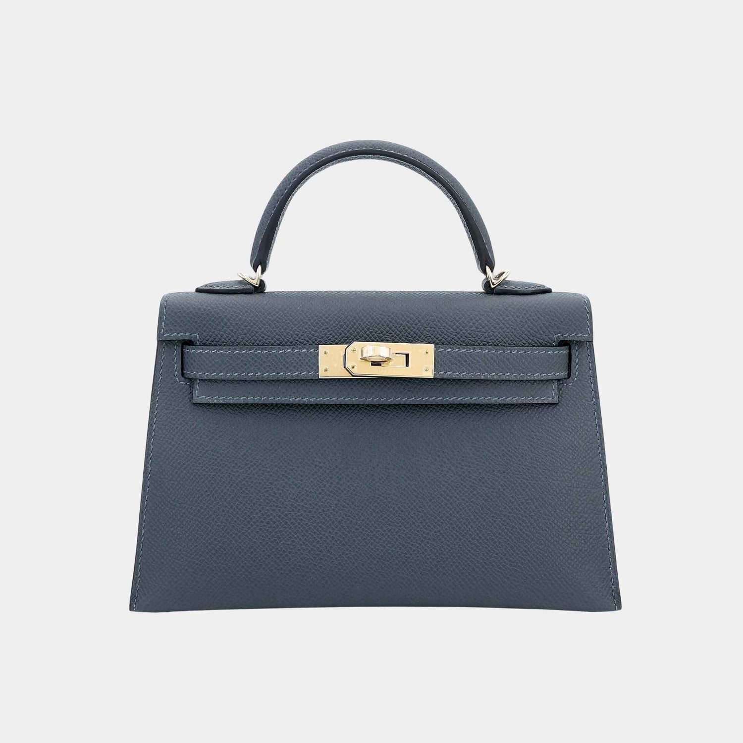 Hermes Mini Kelly II Epsom Gris Misty PBHW, Front