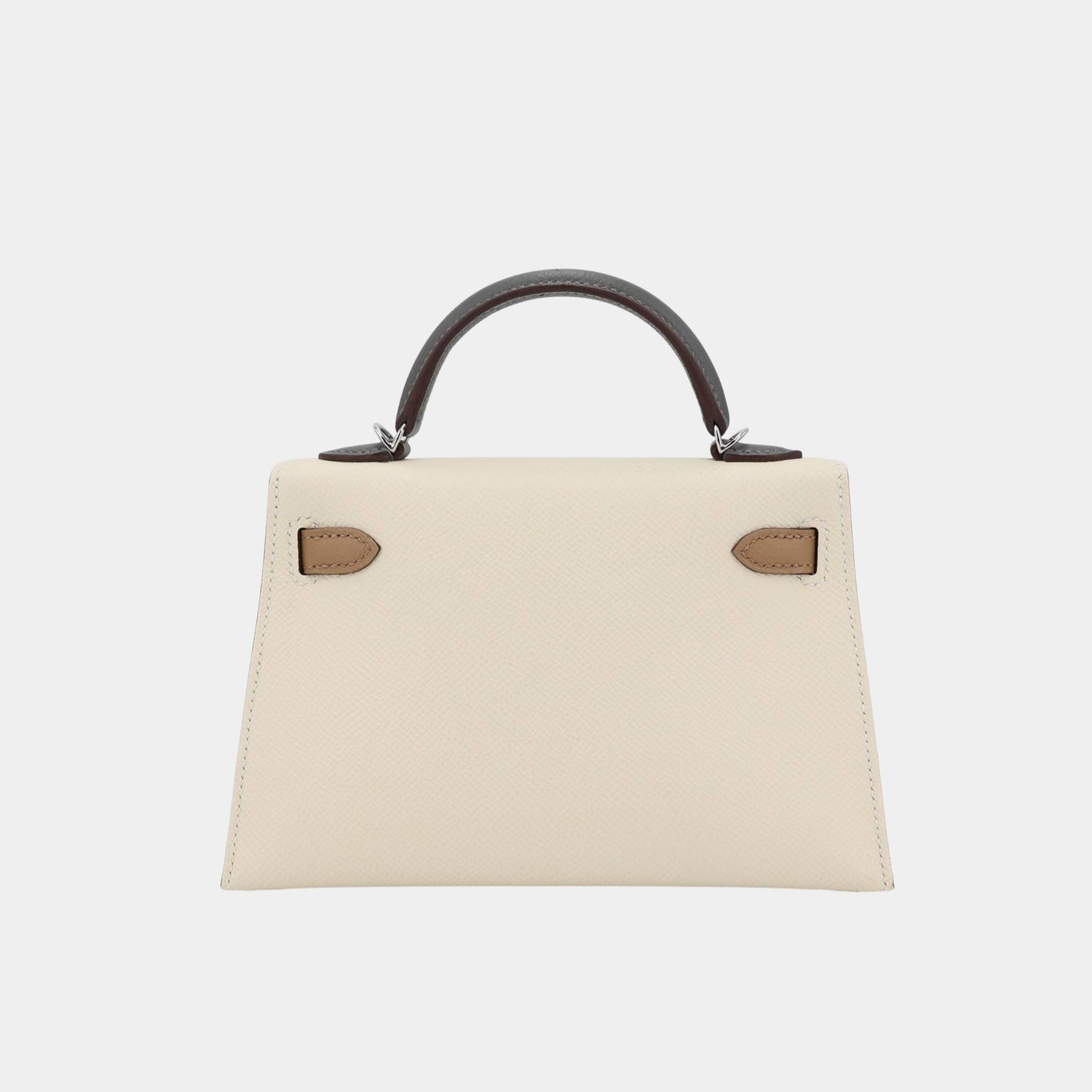 Hermes Mini Kelly II Epsom Nata/Gris Meyer/Chai PHW, Back