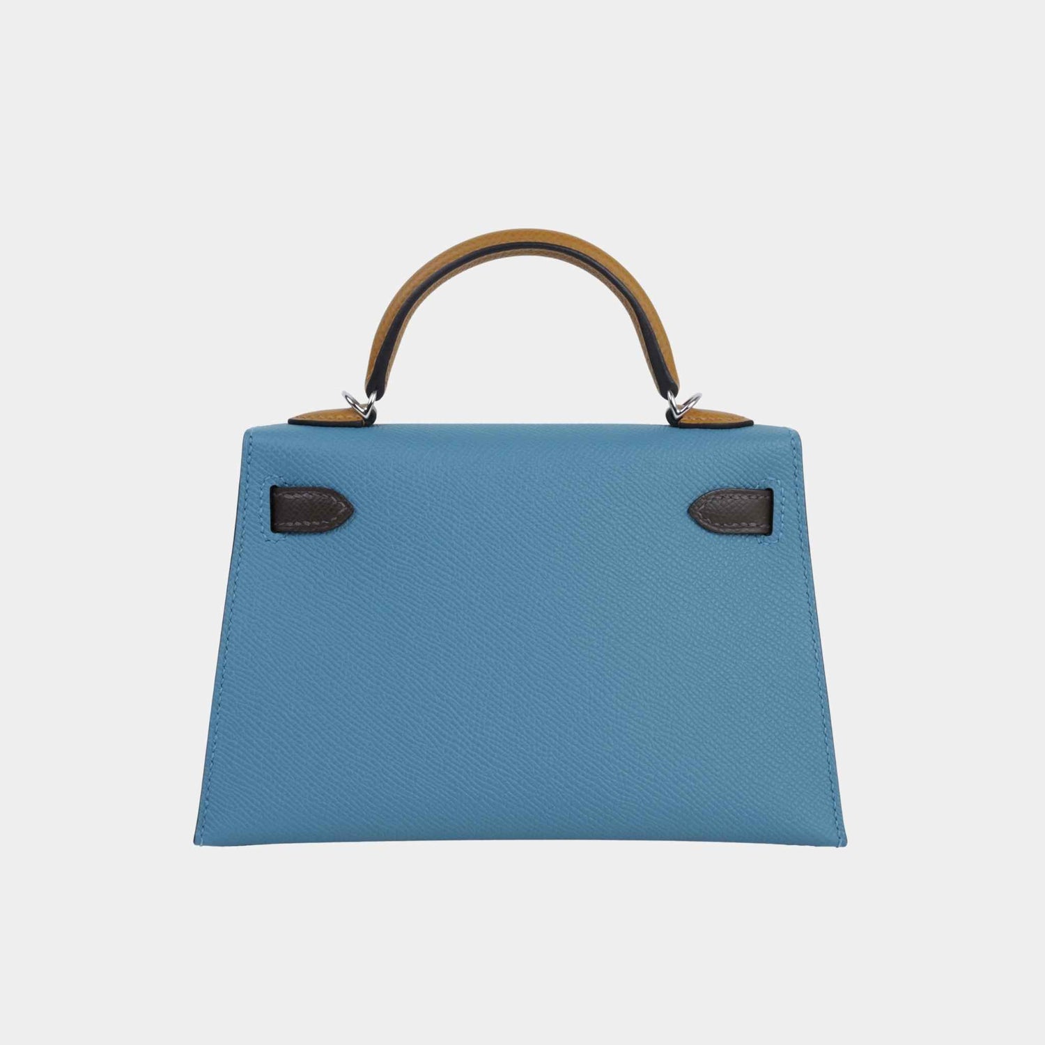 Hermes Mini Kelly II Epsom New Bleu Jean/Ecorce/Natural Sable PHW, Back