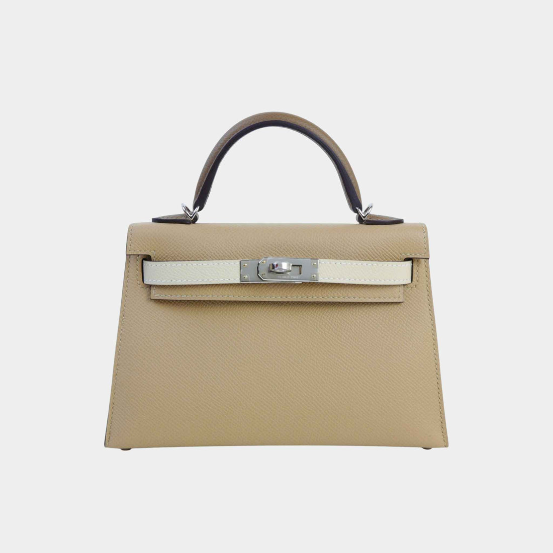 Hermes Mini Kelly II Epsom Trench/Nata/Etoupe PHW, Front