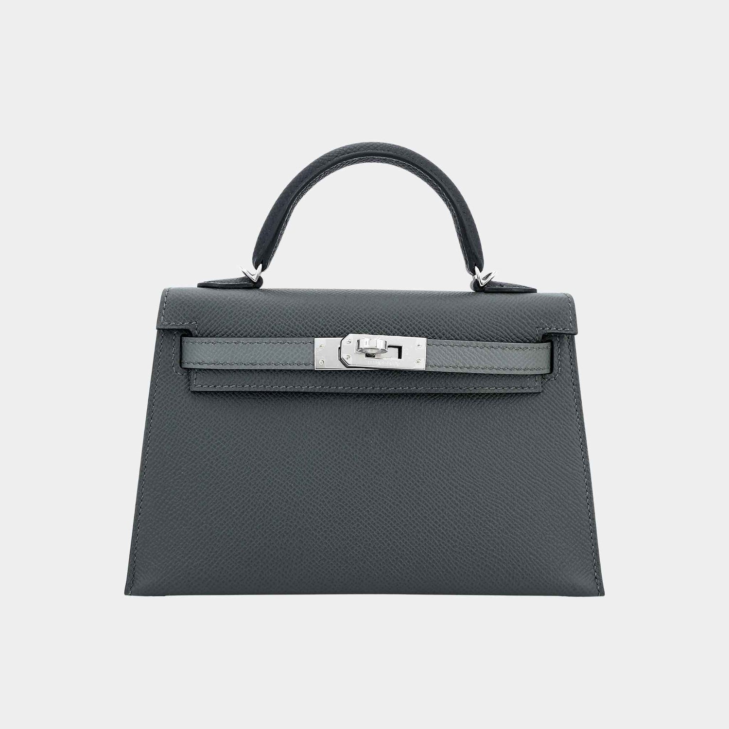 Hermes Mini Kelly II Epsom Vert Mangrove/Vert Amande/Black PHW, Front