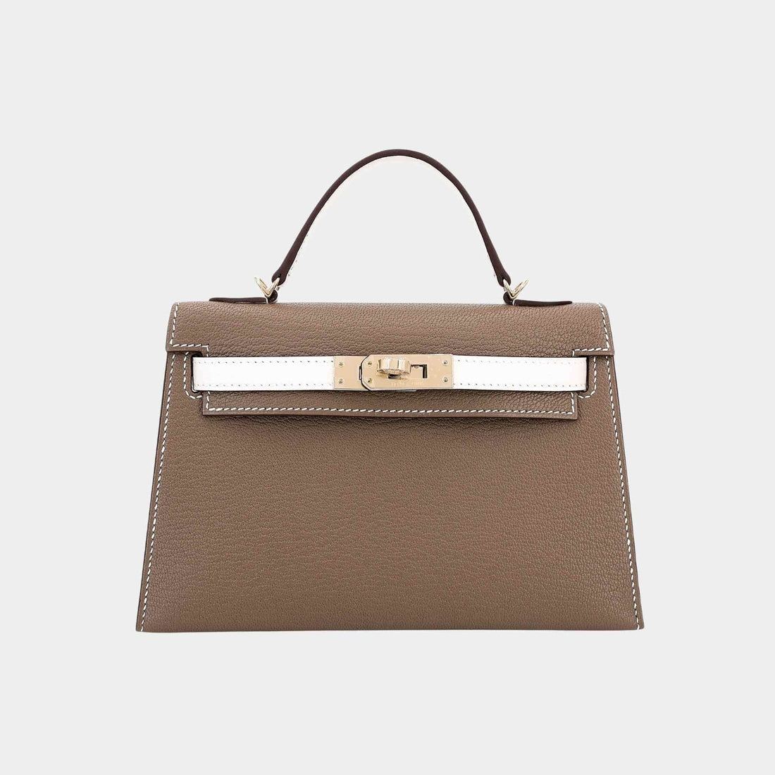 Hermes Mini Kelly II HSS Chevre Etoupe/Nata PBHW, Front