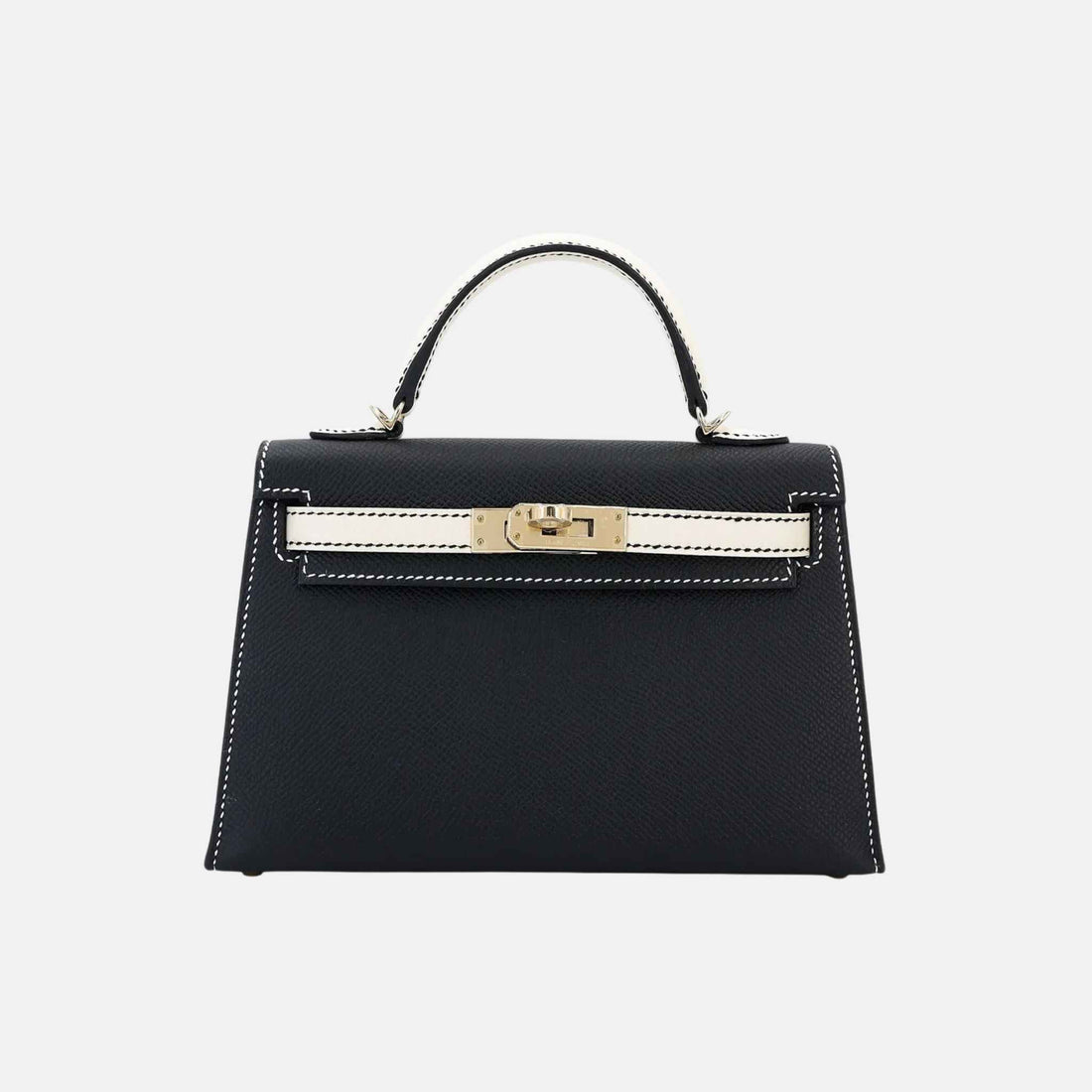 Hermes Mini Kelly II HSS Epsom Black/Craie PBHW, Front