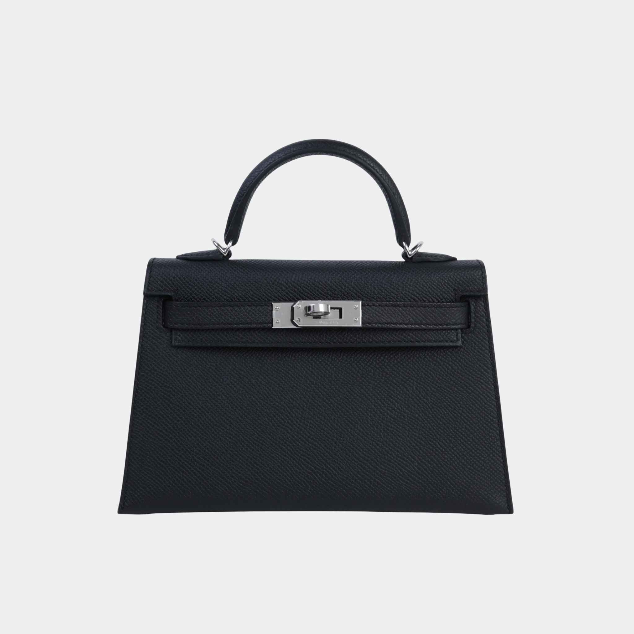 Hermes Mini Kelly II HSS Epsom Black/Nata PHW, Front