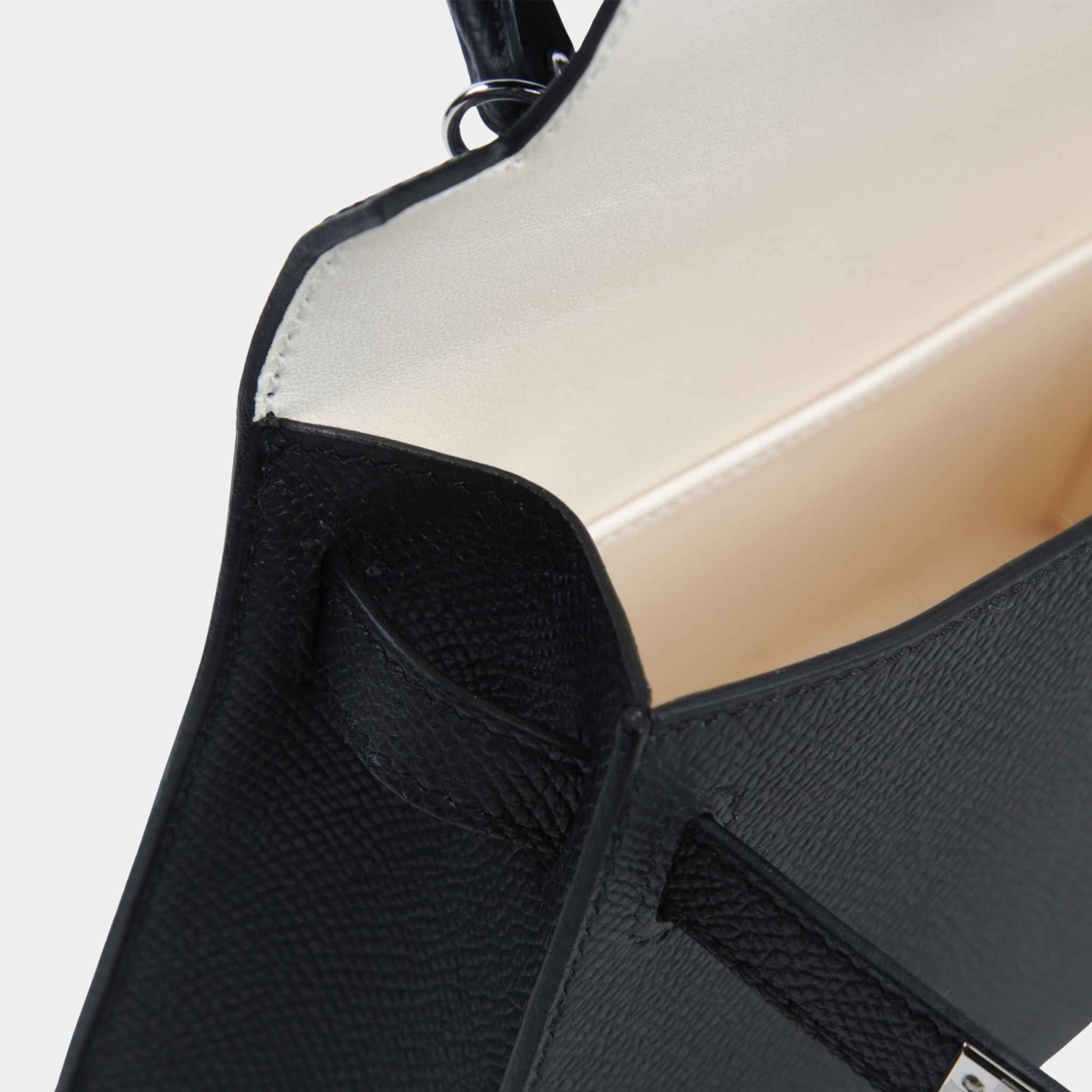 Hermes Mini Kelly II HSS Epsom Black/Nata PHW, Top