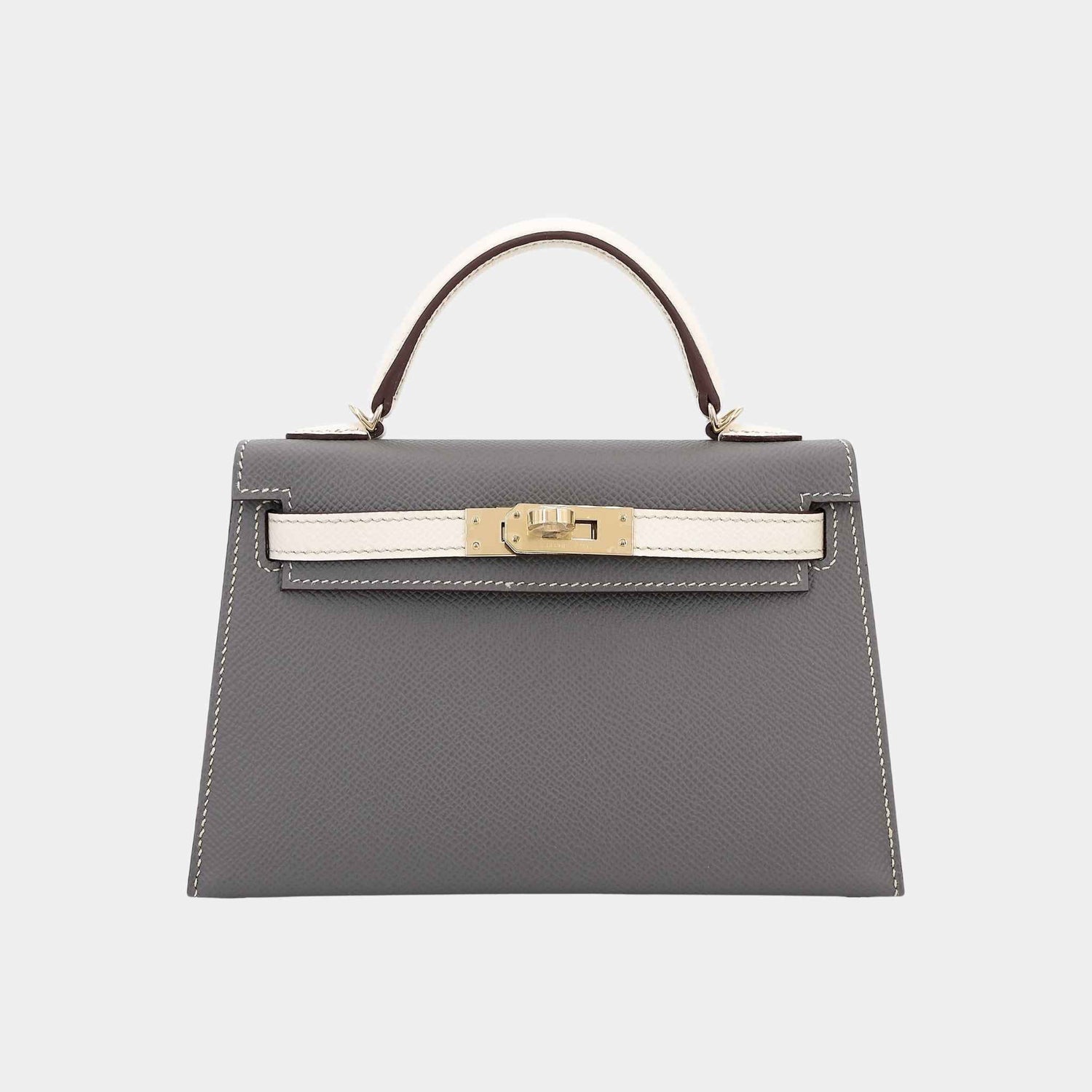 Hermes Mini Kelly II HSS Epsom Gris Meyer/Craie PBHW, Front