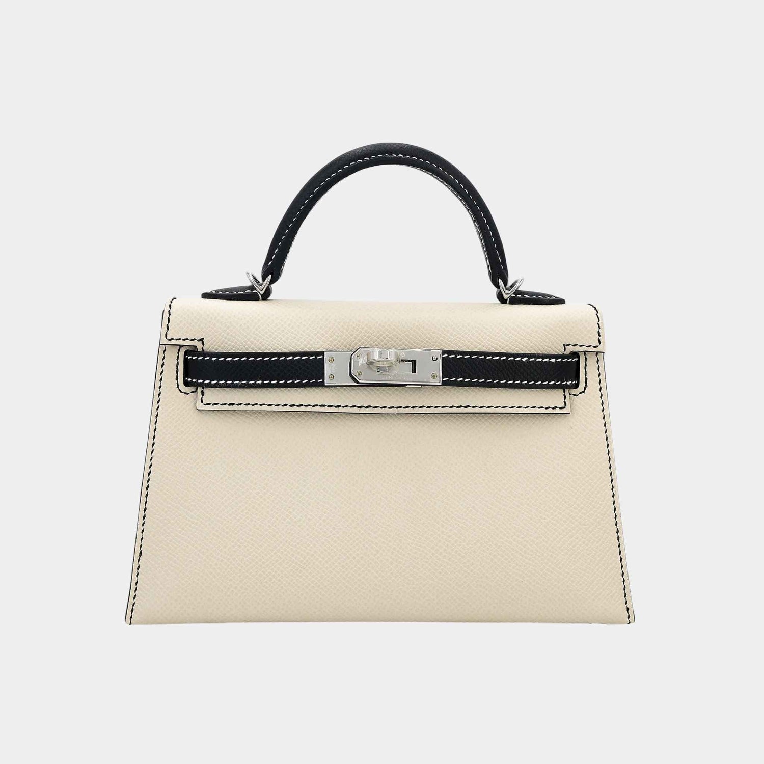 Hermes Mini Kelly II HSS Epsom Nata/Black PHW, Front