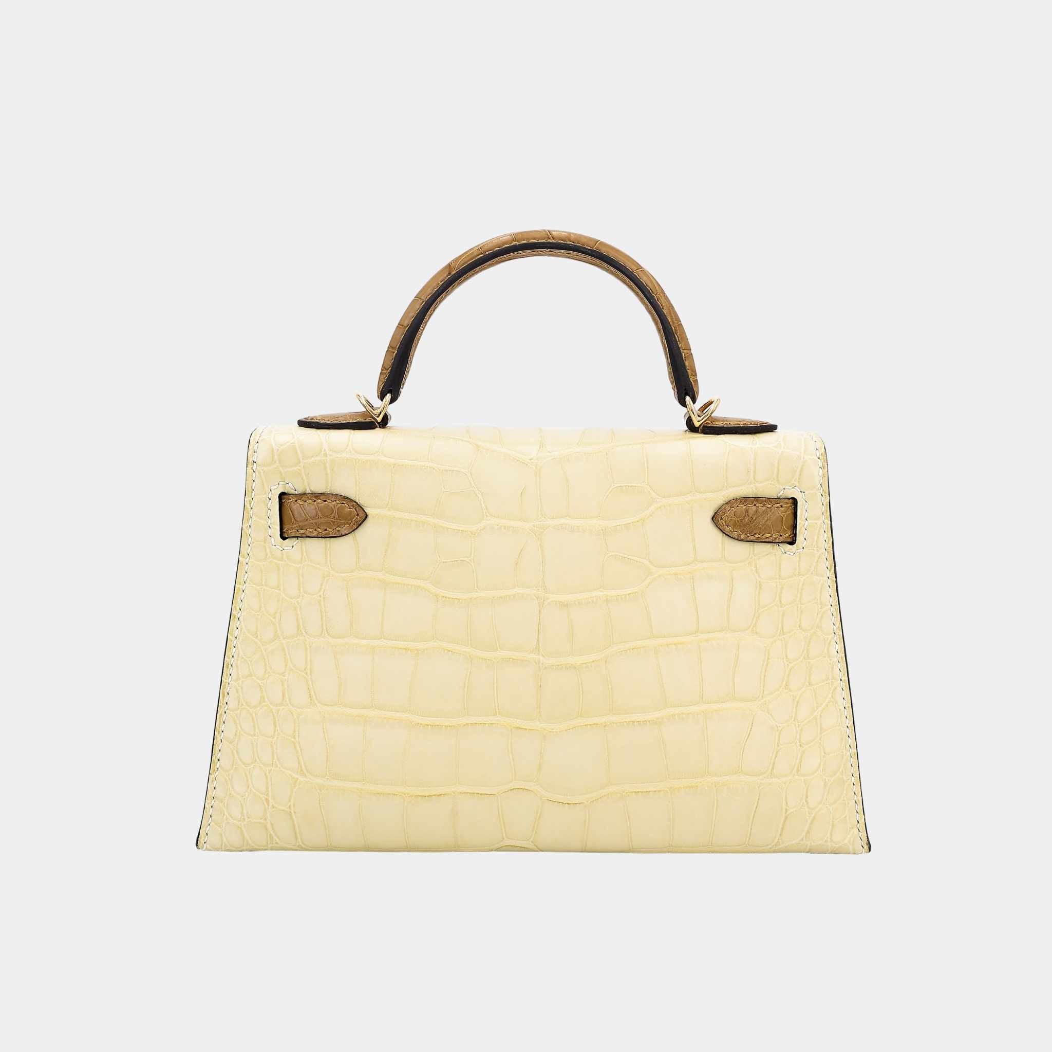 Hermes Mini Kelly II HSS Matte Alligator Vanille/Kraft GHW, Back