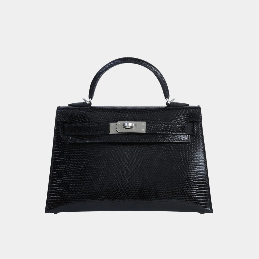Mini Kelly II Lizard Black PHW, Front