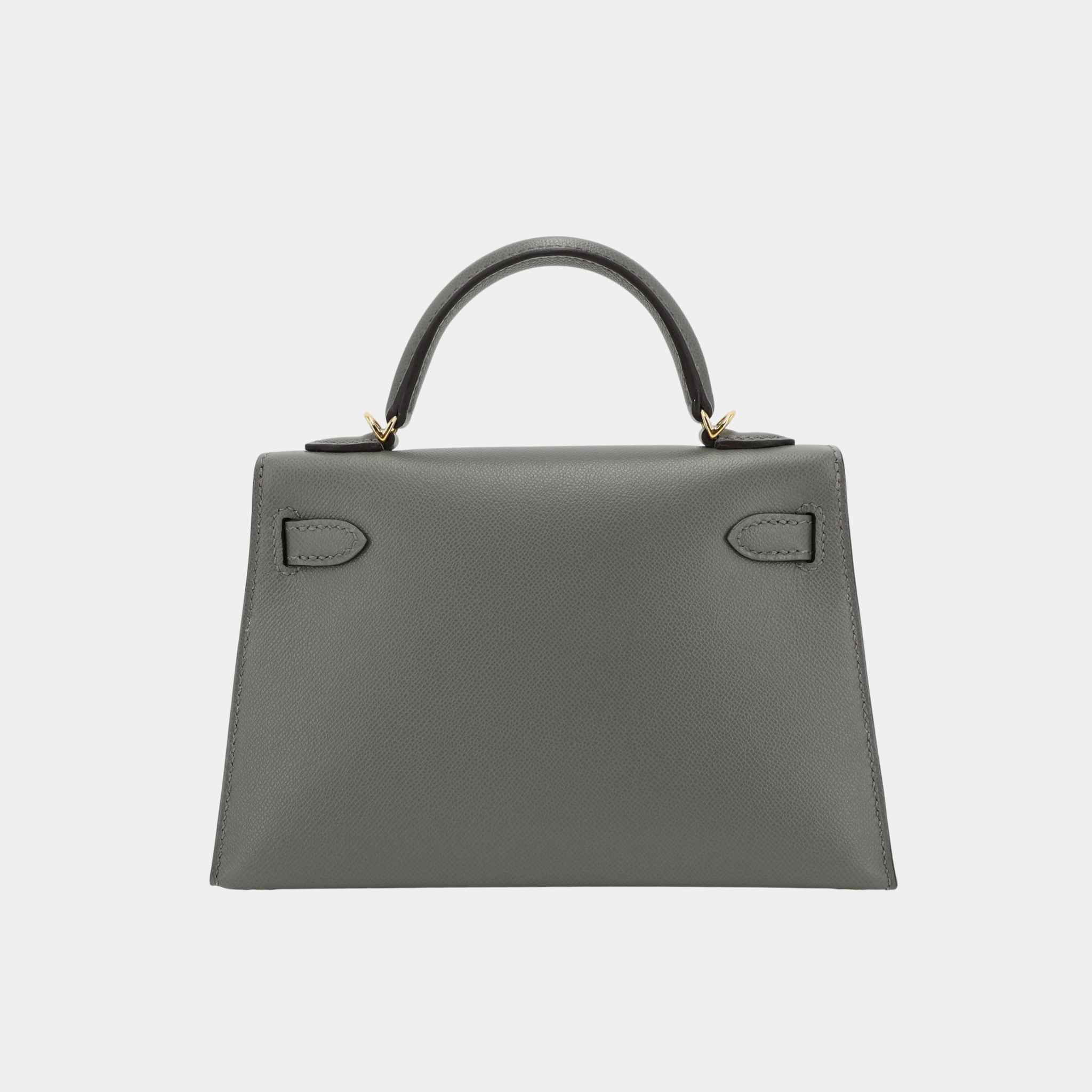 Hermes Mini Kelly II Madame Gris Meyer GHW, Back