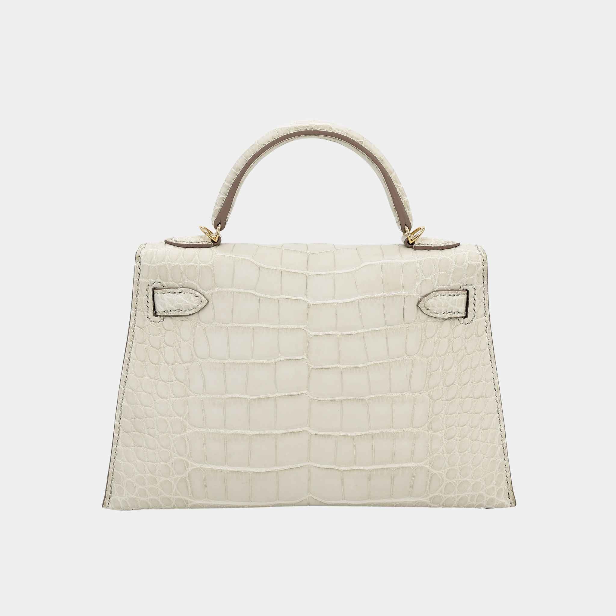 Hermes Mini Kelly II Matte Alligator Beton GHW, Back