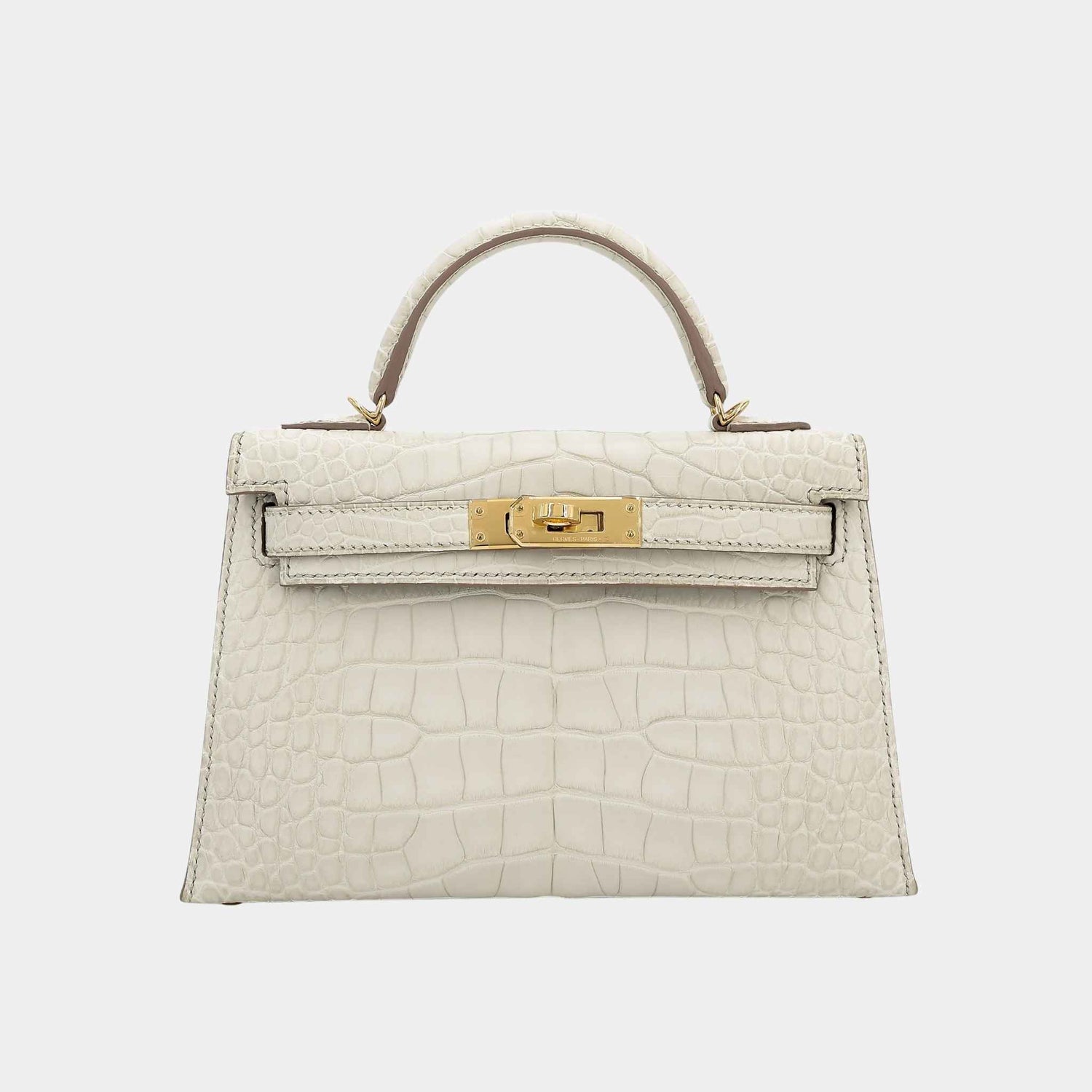 Hermes Mini Kelly II Matte Alligator Beton GHW, Front