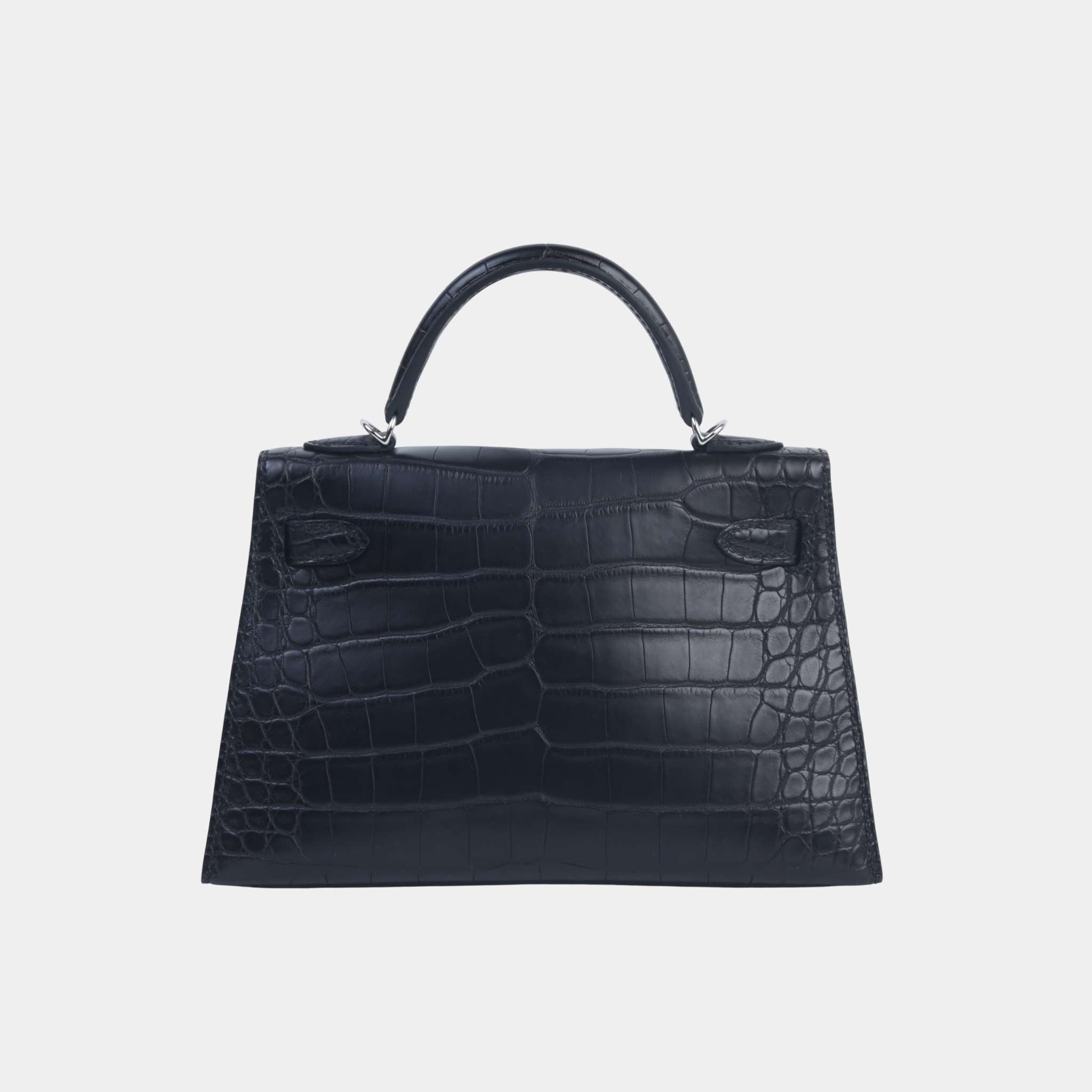 Hermes Mini Kelly II Matte Alligator Black PHW, Back