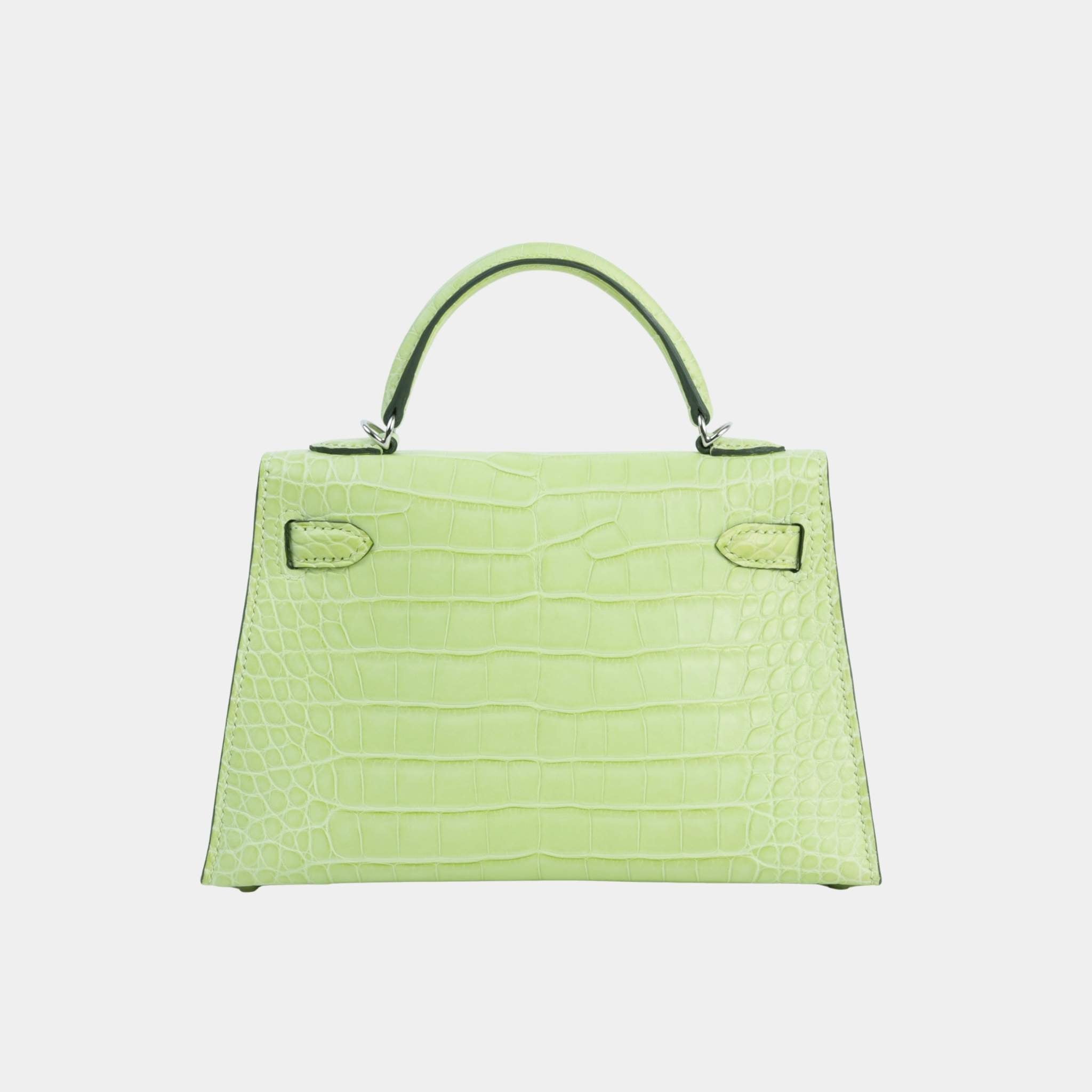 Hermes Mini Kelly II Matte Alligator Jaune Bourgeon PHW, Back