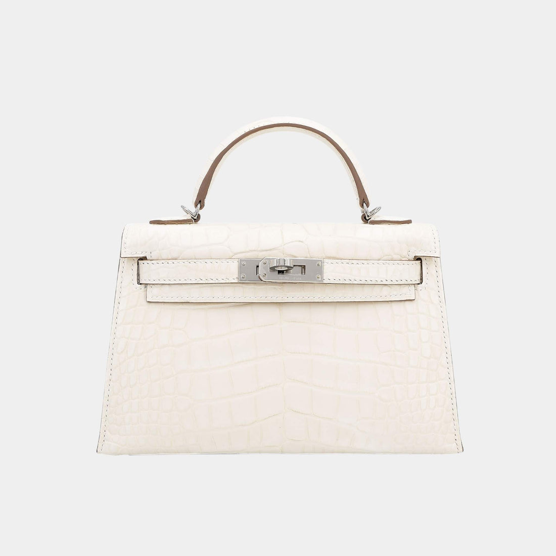Hermes Mini Kelly II Matte Alligator Nata PHW, Front