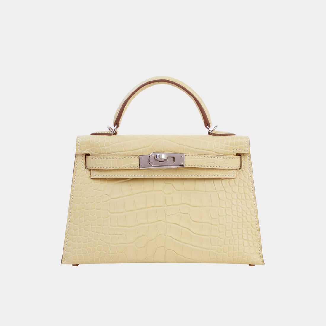Hermes Mini Kelly II Matte Alligator Vanille PHW, Front