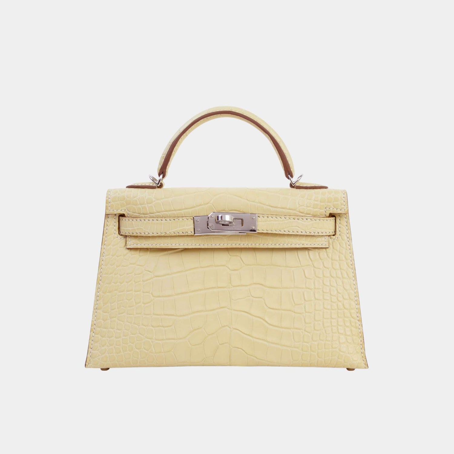 Hermes Mini Kelly II Matte Alligator Vanille PHW, Front