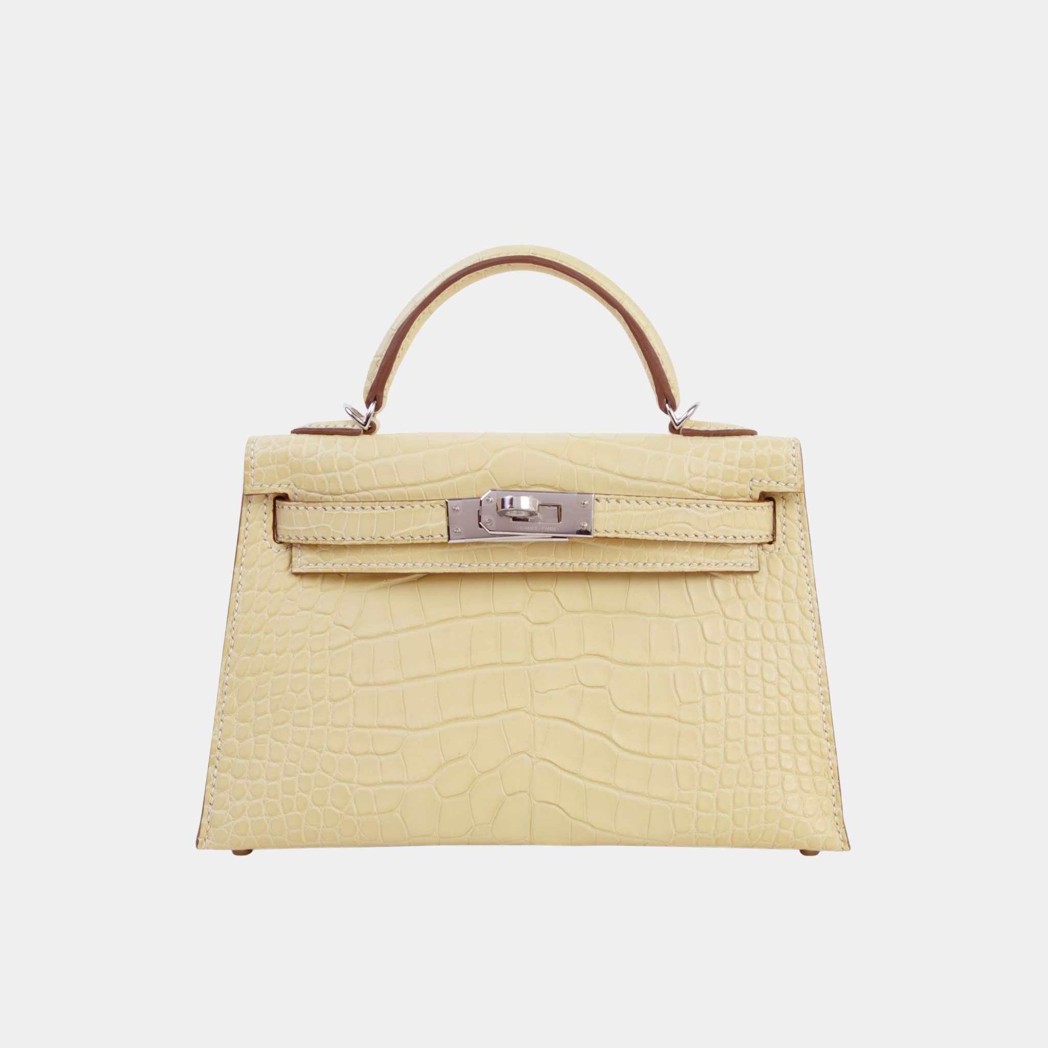 Hermes Mini Kelly II Matte Alligator Vanille PHW, Front
