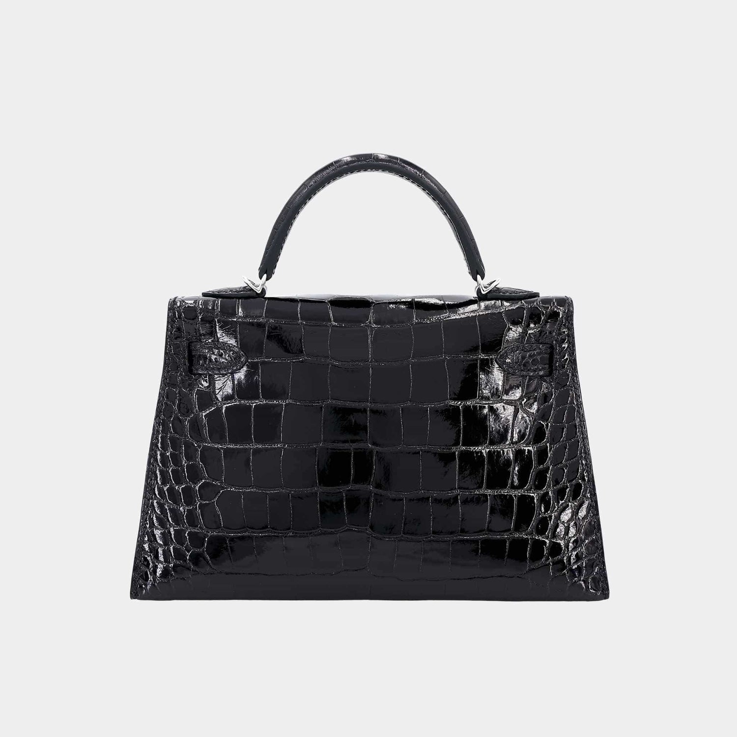 Hermes Mini Kelly II Shiny Alligator Black PHW, Back