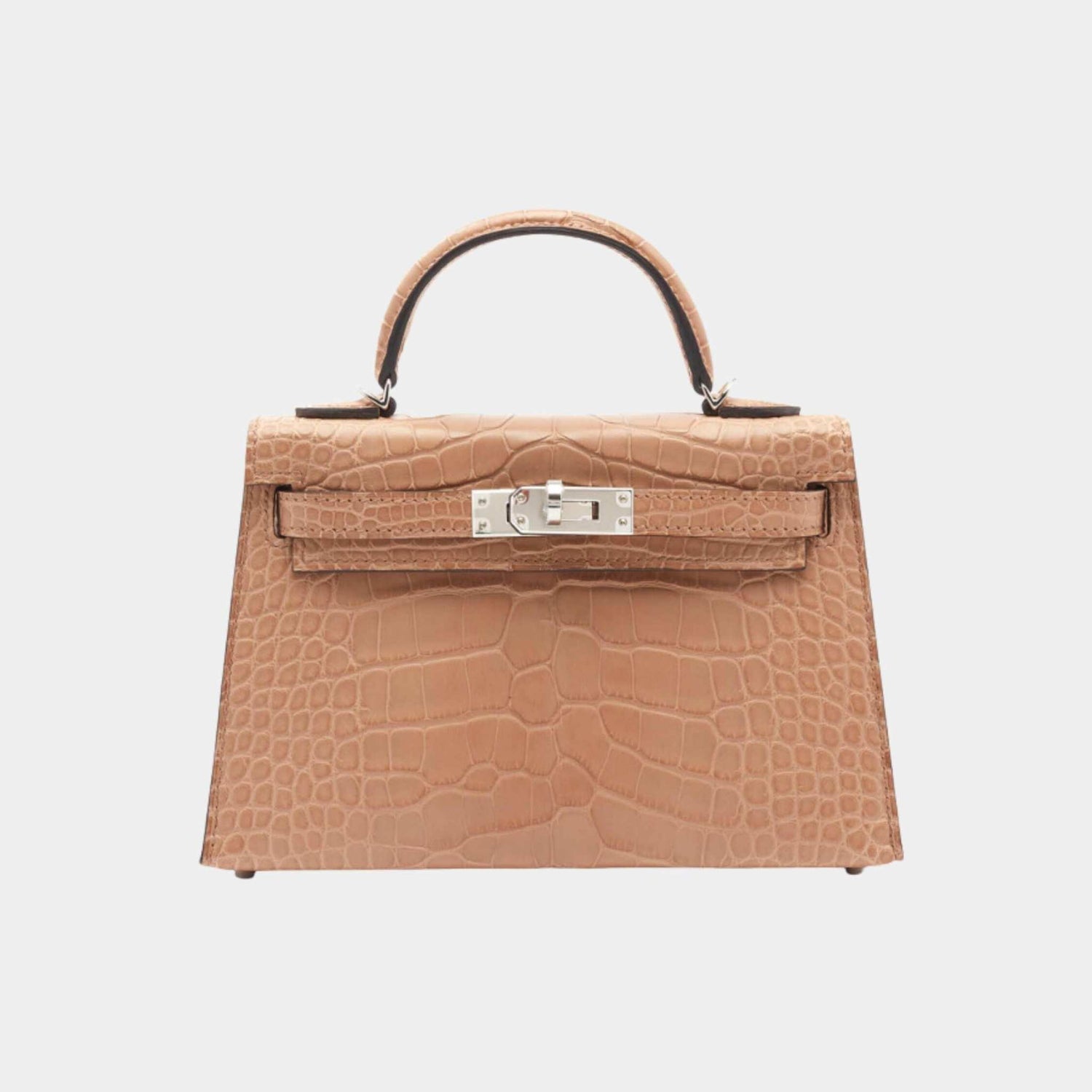Hermes Mini Kelly Matte Alligator Chai PHW, Front