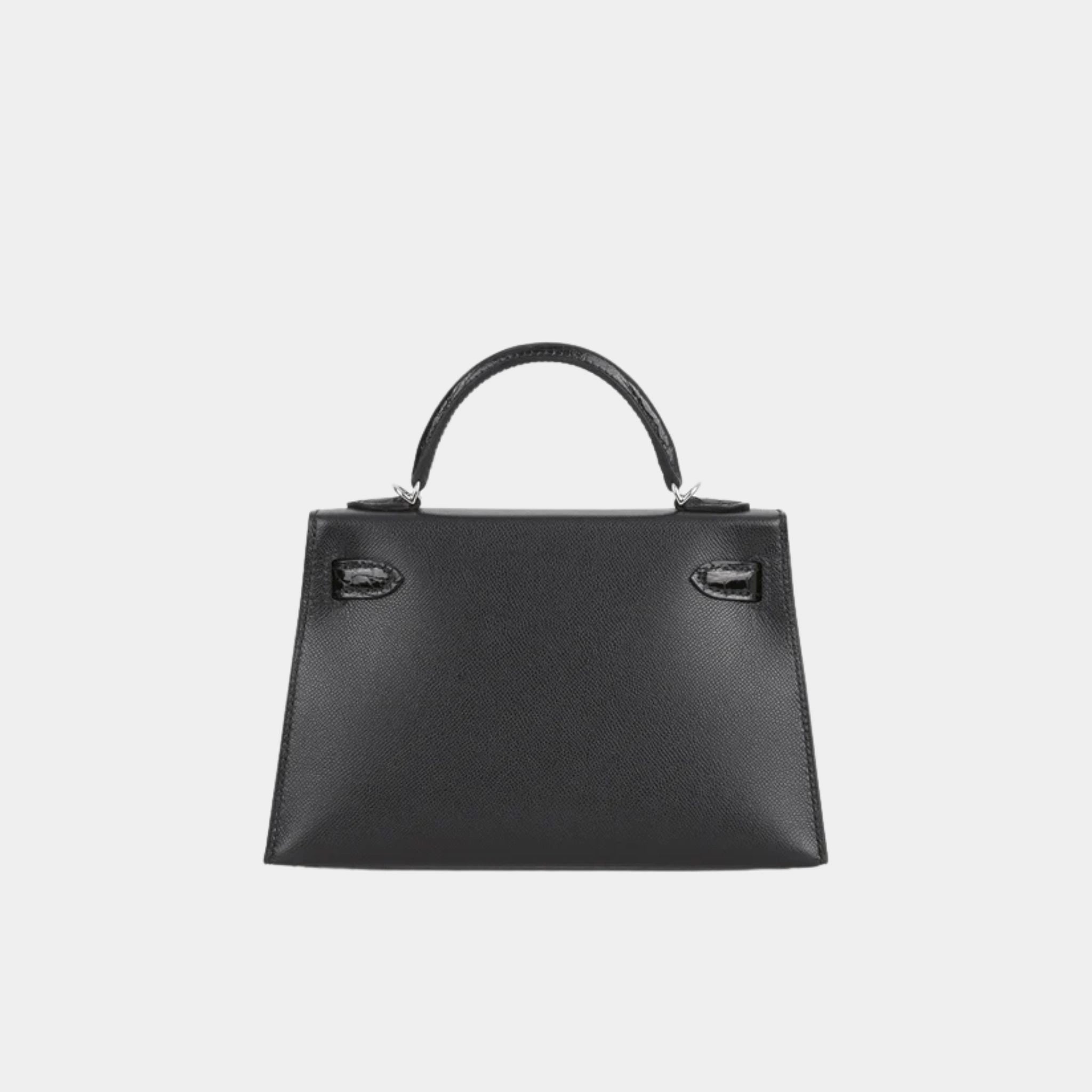 Hermes Mini kelly Touch Black Madame &amp; Shiny Alligator PHW, Back