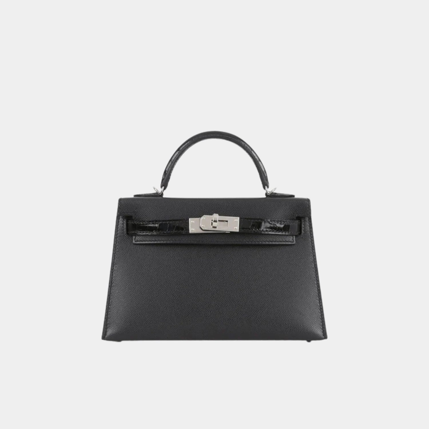 Hermes Mini kelly Touch Black Madame &amp; Shiny Alligator PHW, front 