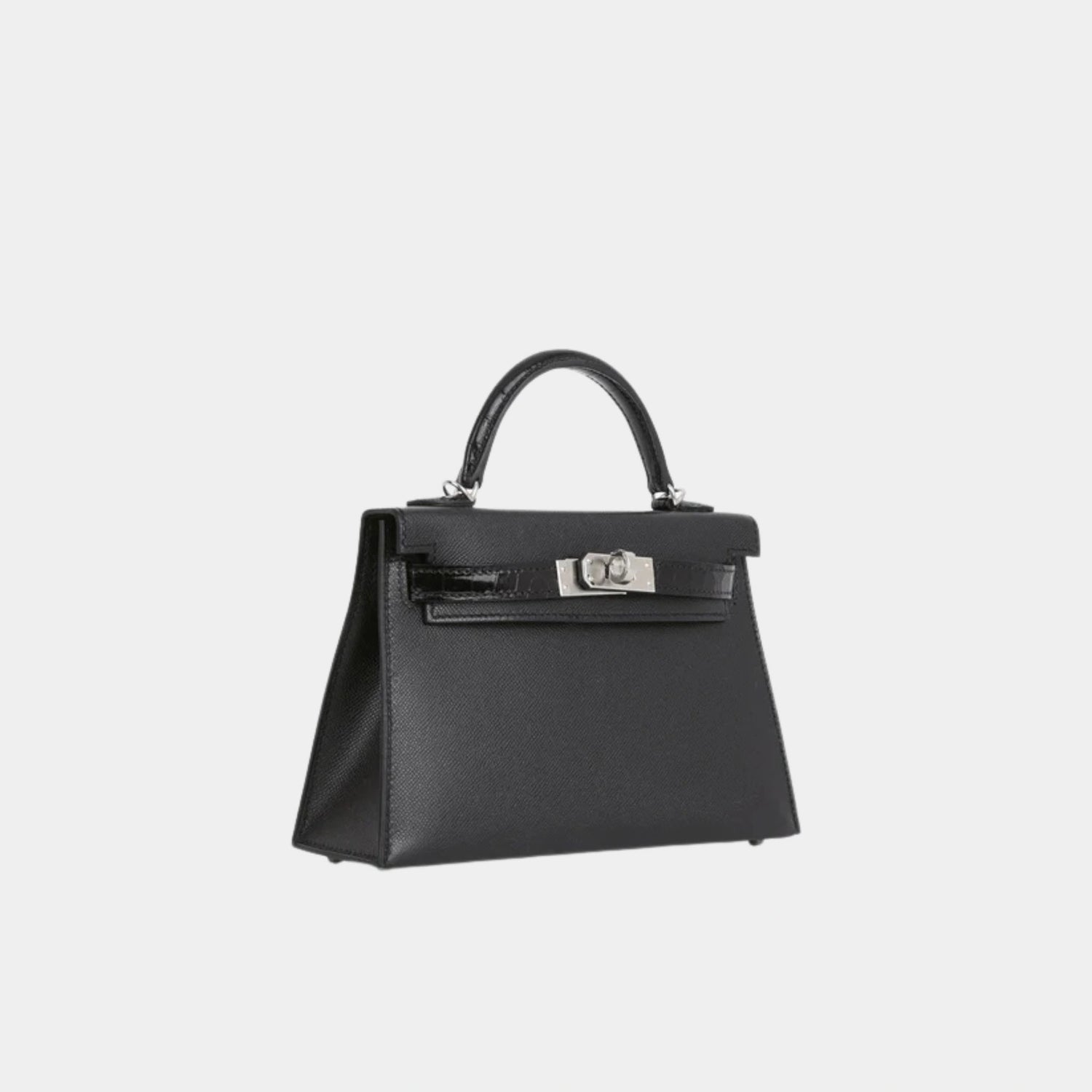 Hermes Mini kelly Touch Black Madame &amp; Shiny Alligator PHW, Side