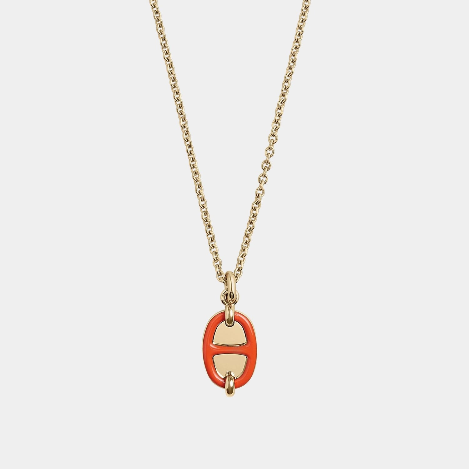 Hermes Mini Maillon Pendant Small Model Gold Plated, Orange Passion