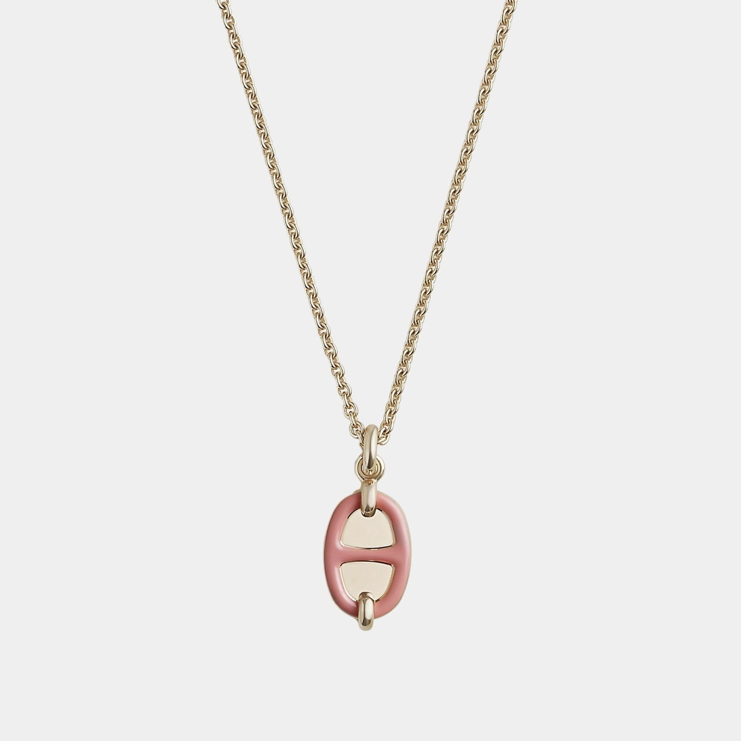 Hermes Mini Maillon Pendant Small Model Gold Plated, Rose Beaute