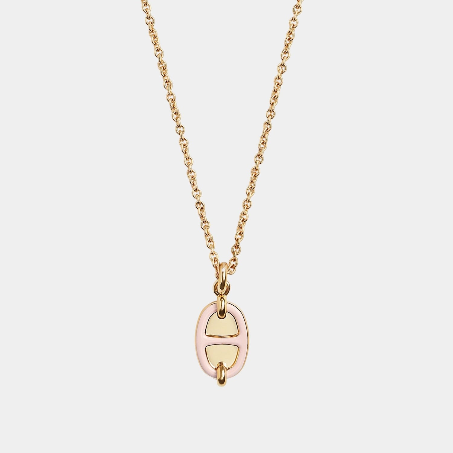 Hermes Mini Maillon Pendant Small Model Gold Plated, Rose Candeur