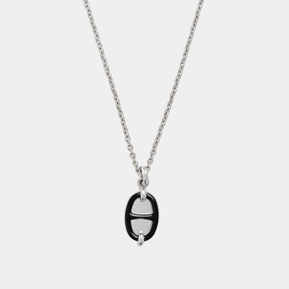 Hermes Mini Maillon Pendant Small Model Palladium Plated, Noir