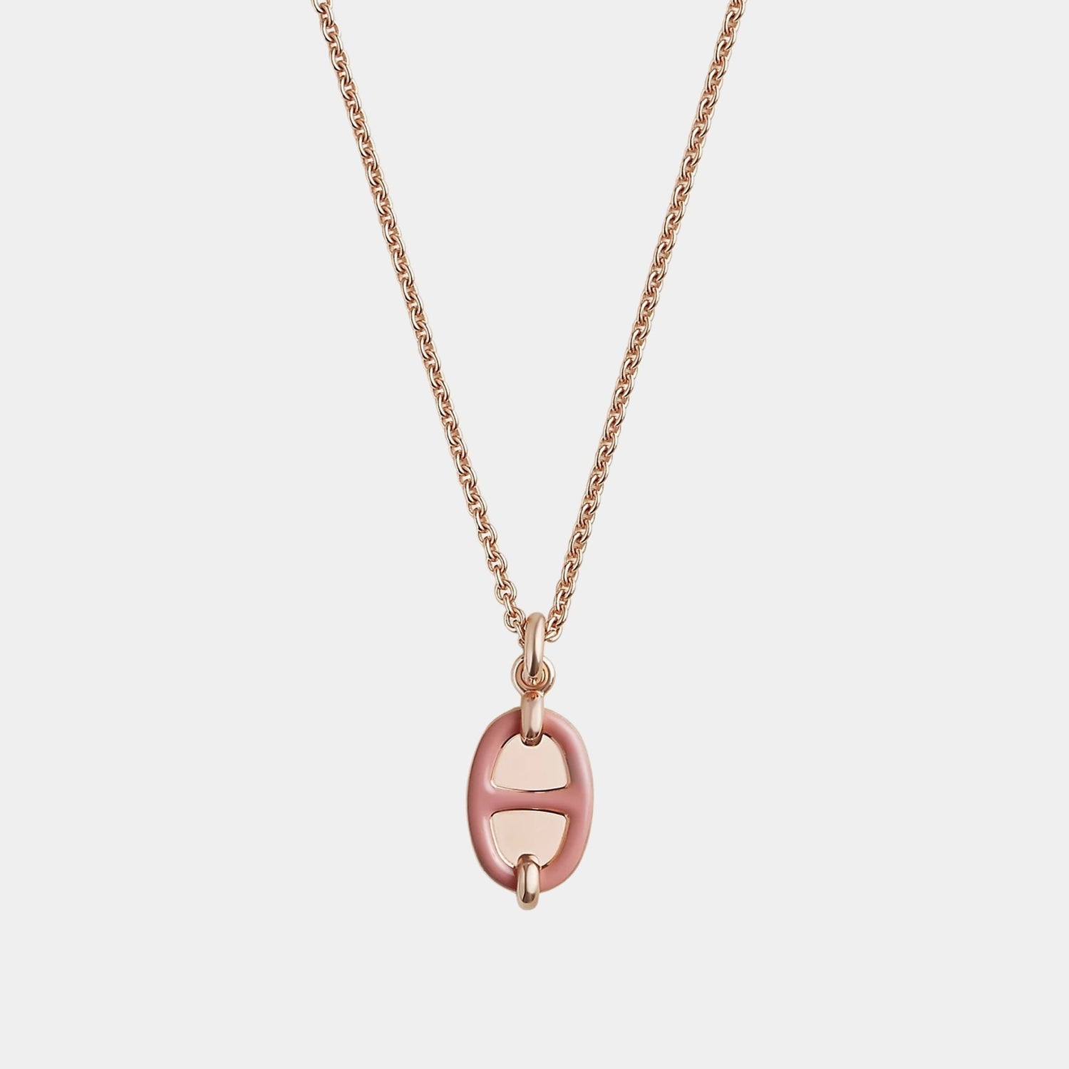 Hermes Mini Maillon Pendant Small Model Rose Gold Plated, Rose Beate, Close