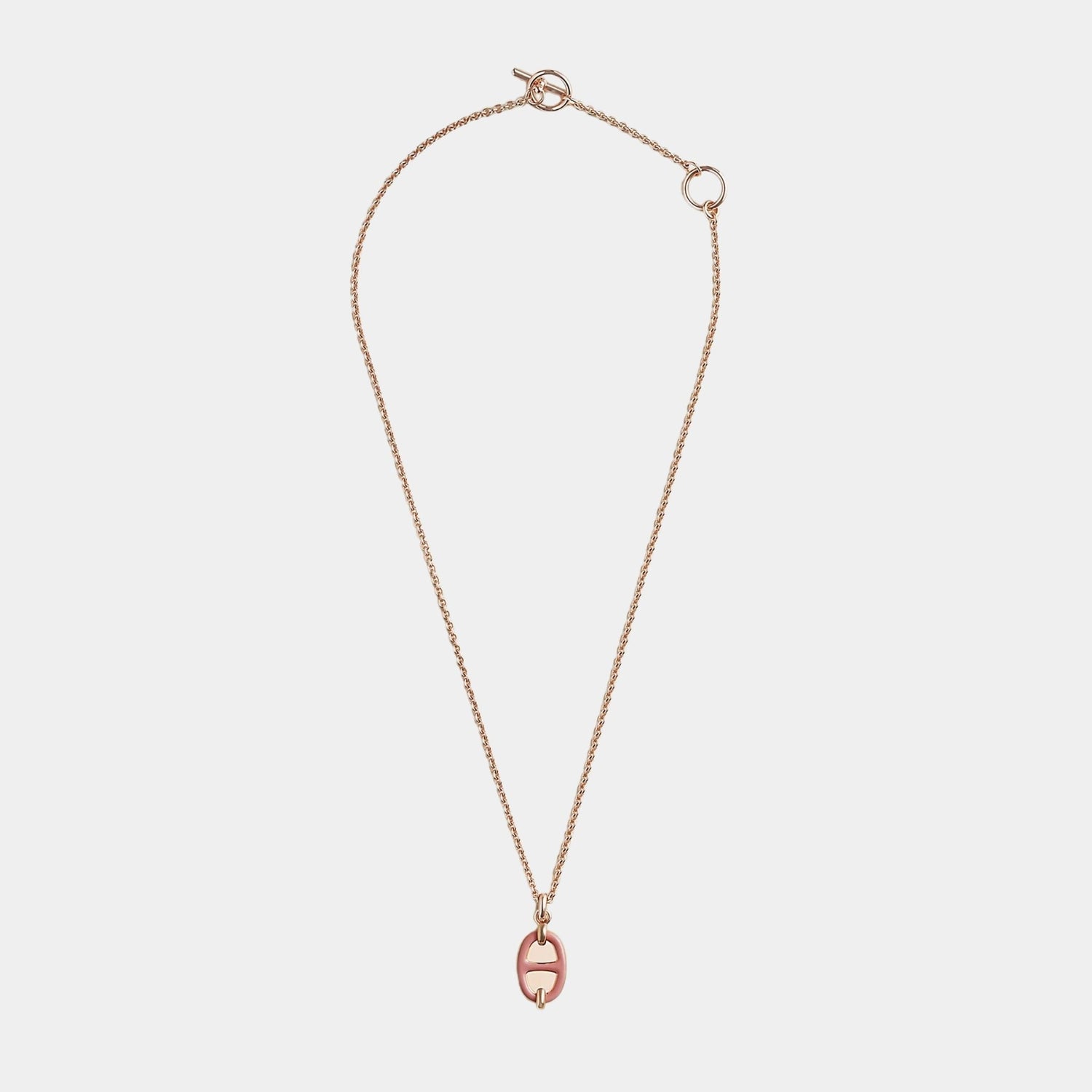Hermes Mini Maillon Pendant Small Model Rose Gold Plated, Rose Beate, Front