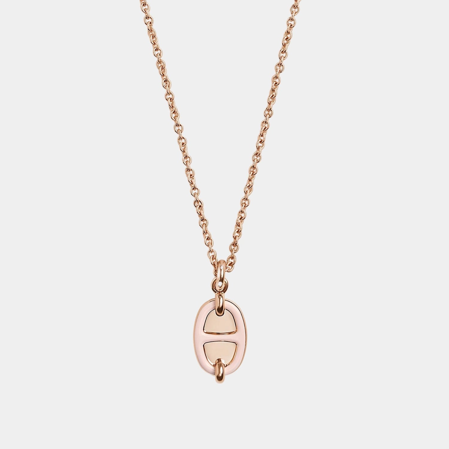 Hermes Mini Maillon Pendant Small Model Rose Gold Plated, Rose Candeur, Close