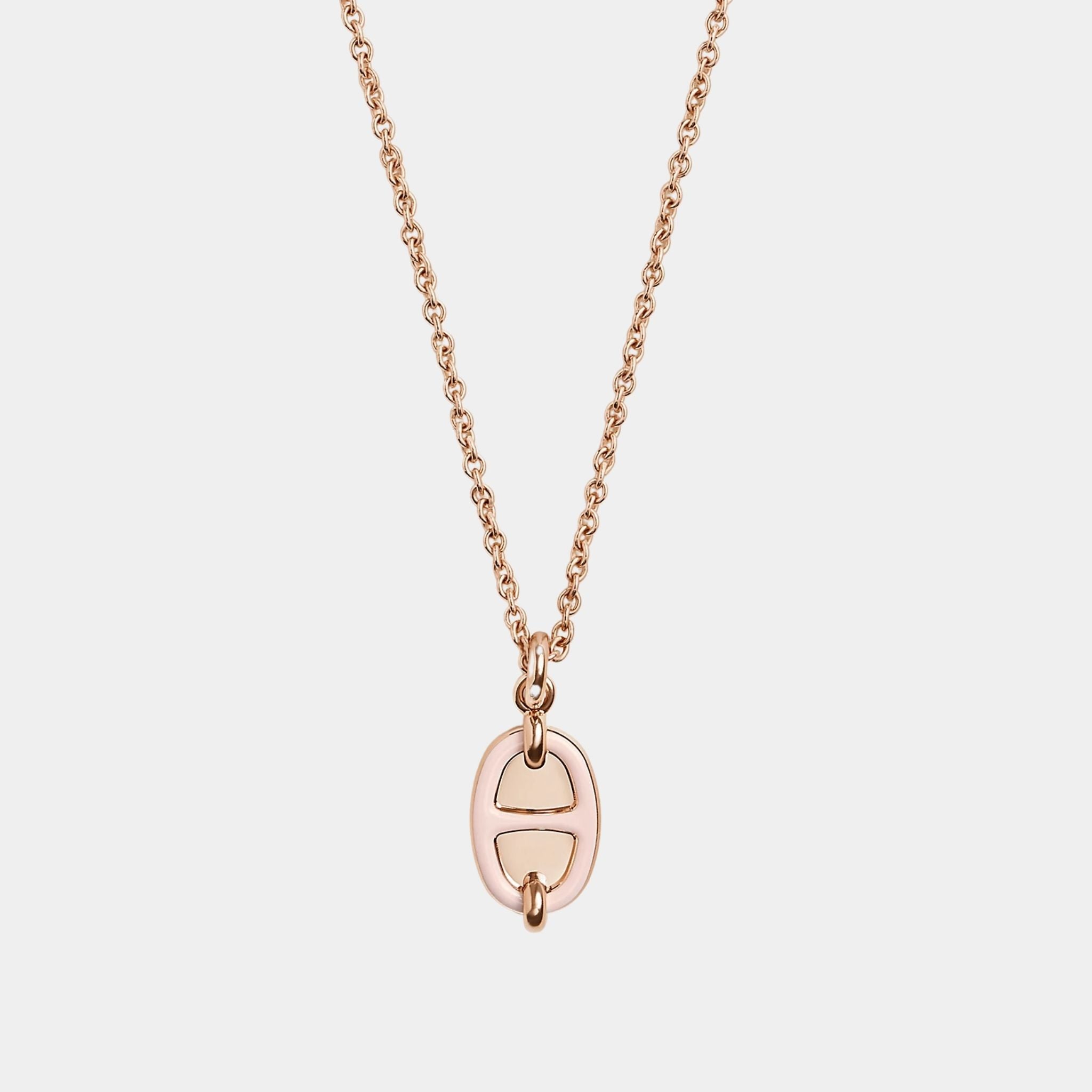 Hermes Mini Maillon Pendant Small Model Rose Gold Plated, Rose Candeur, Close