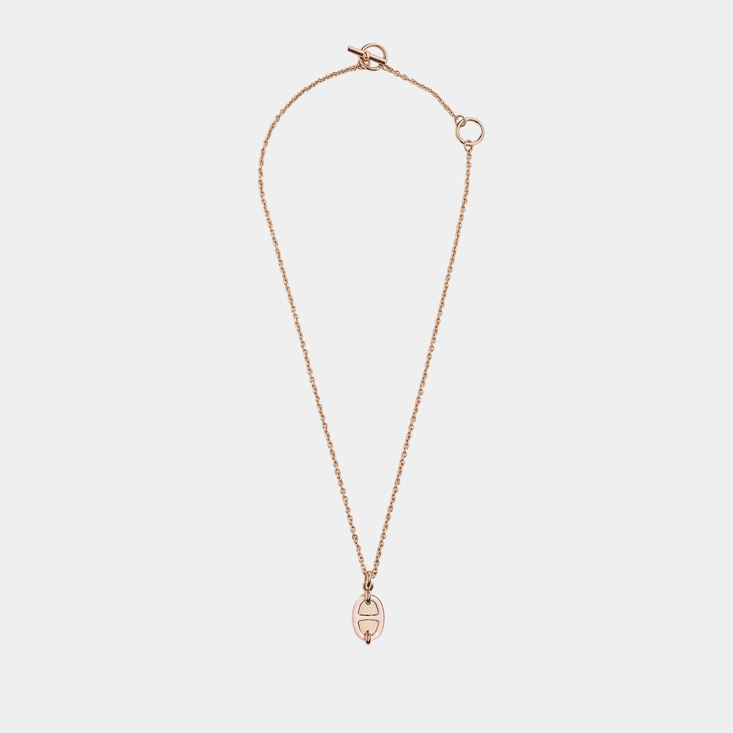 Hermes Mini Maillon Pendant Small Model Rose Gold Plated, Rose Candeur, Front