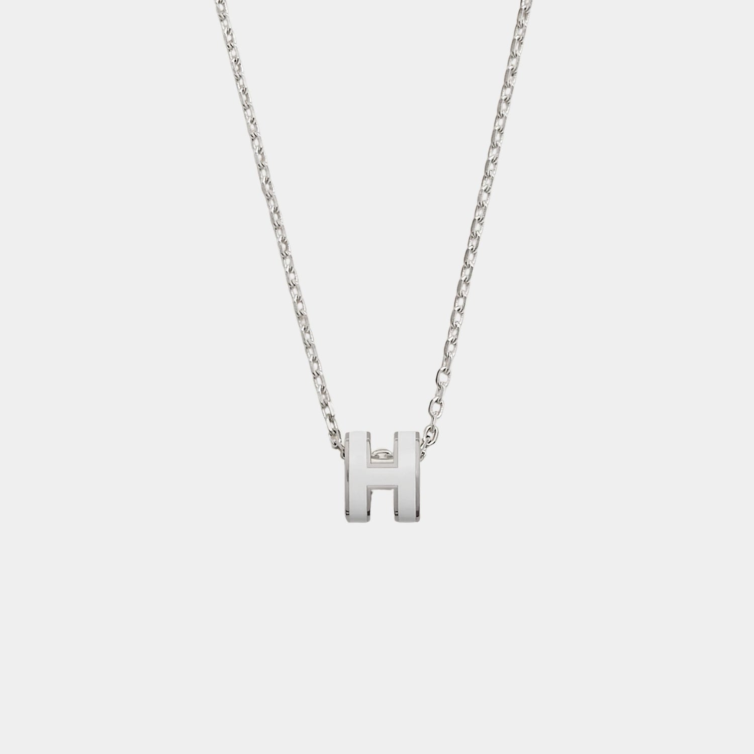 Mini Pop H Pendant Palladium Plated, Blanc