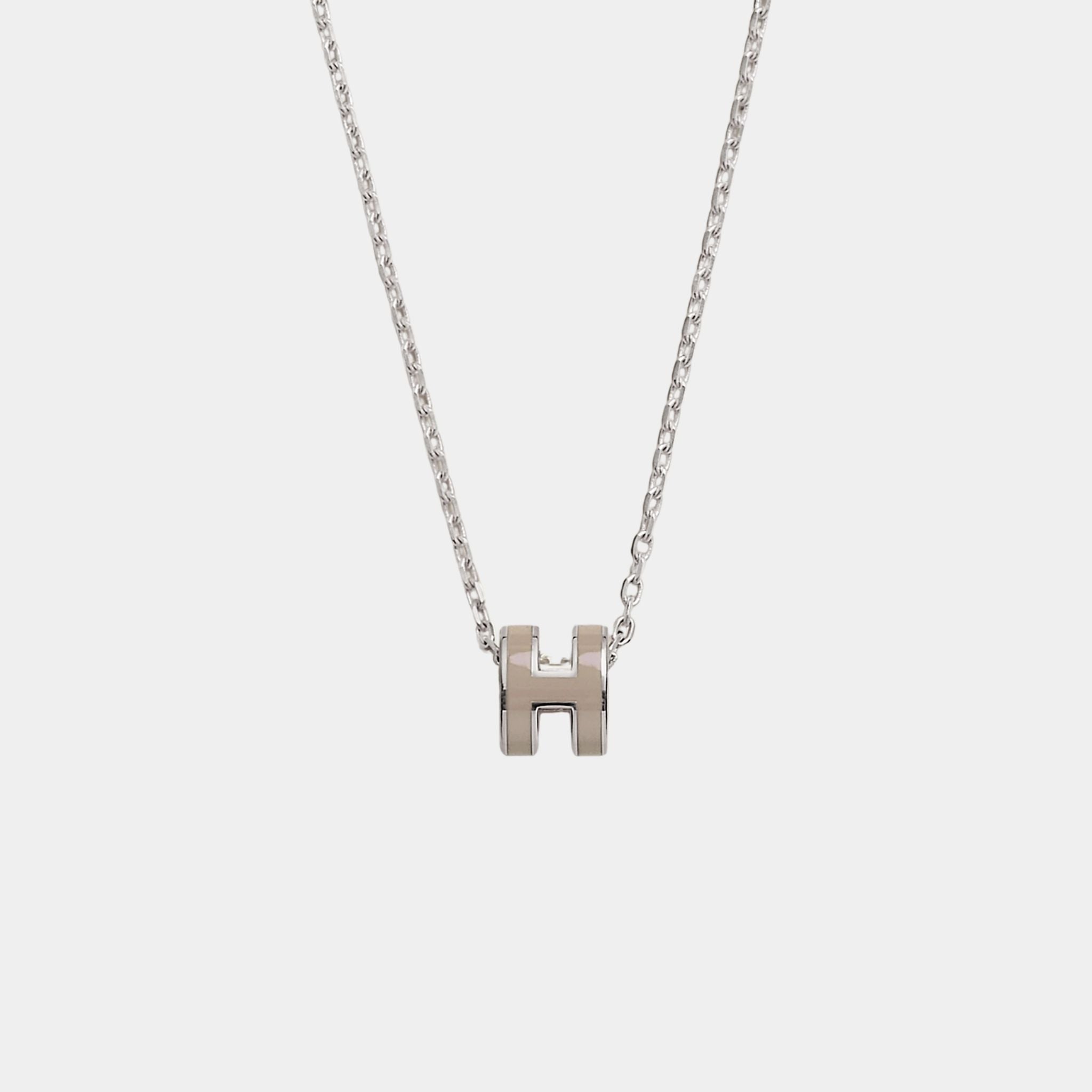 Mini Pop H Pendant Palladium Plated, Marron Glace