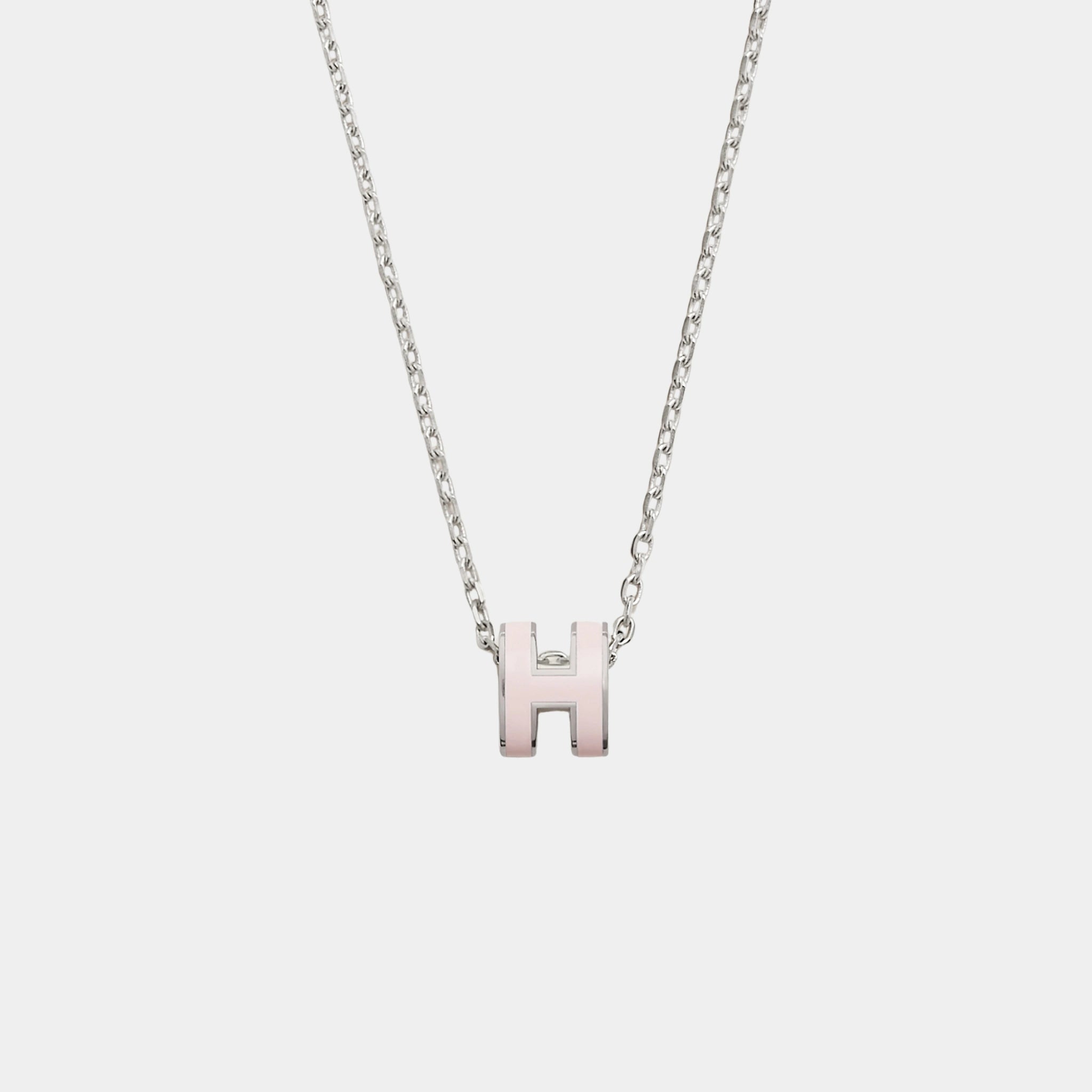 Mini Pop H Pendant Palladium Plated, Rose Dragee, Front