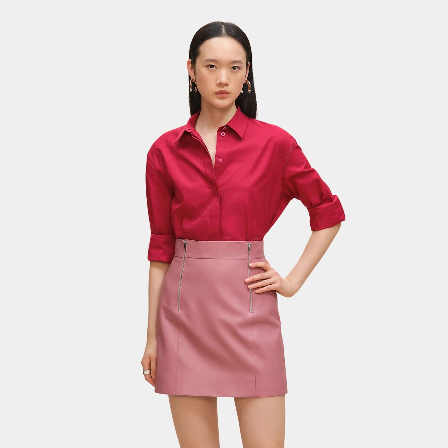Hermes Miniskirt in  Grained Goatskin, Rose Finch, Front