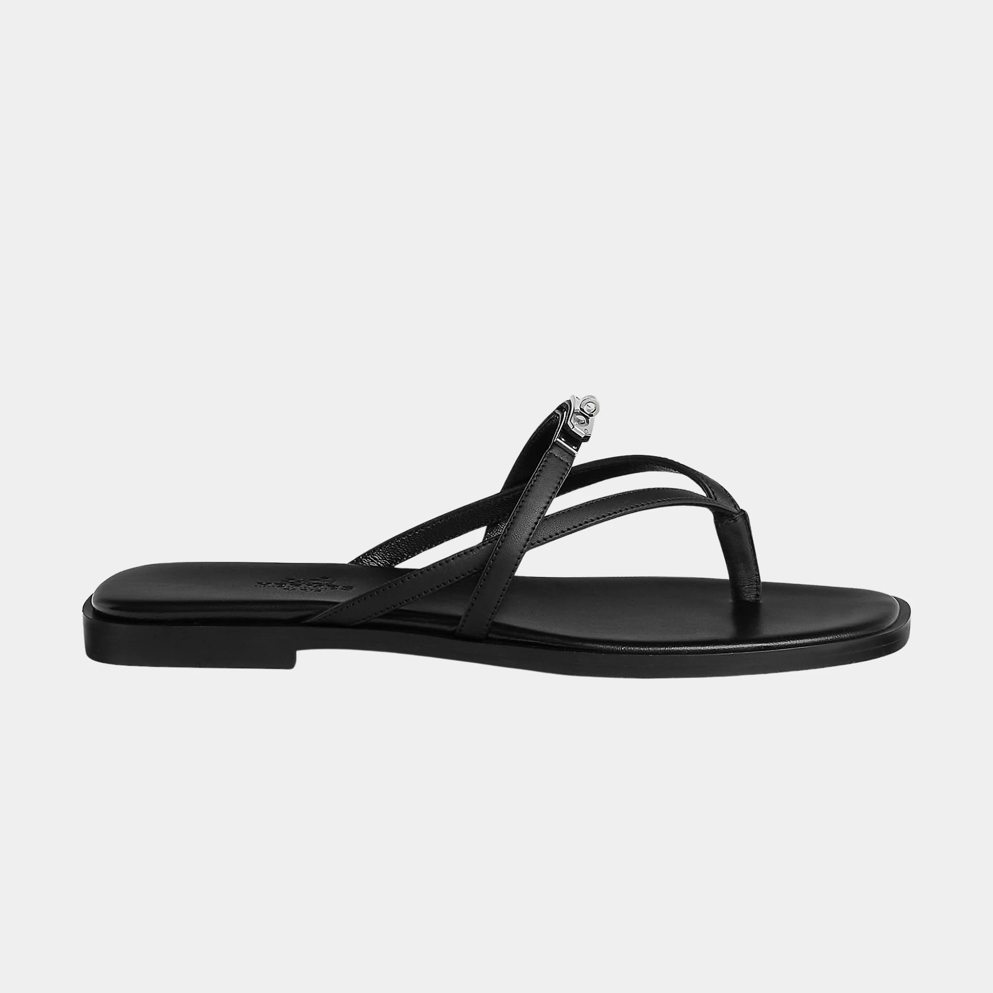 Hermes Miss Sandal in Calfskin, Noir, Side