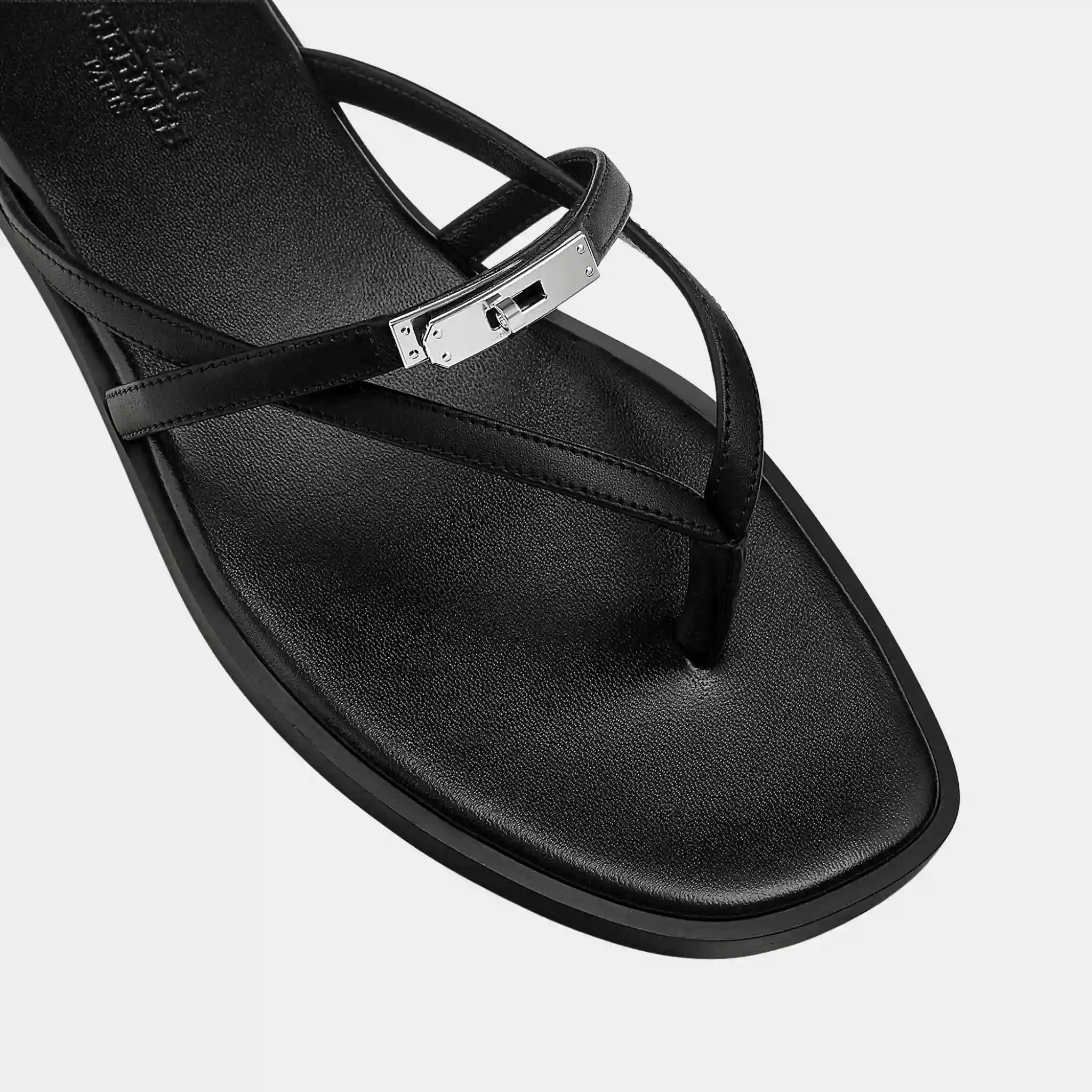 Hermes Miss Sandal in Calfskin, Noir, Top