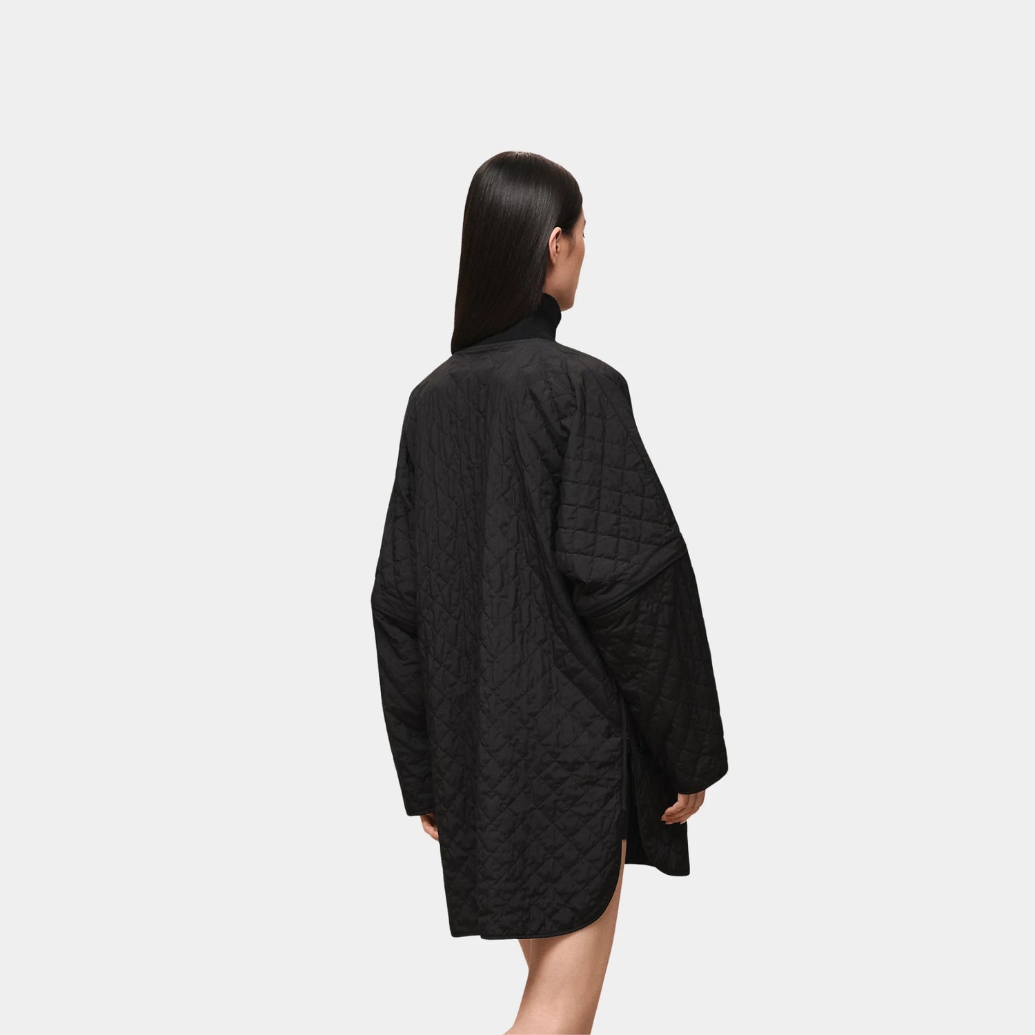 Hermes Modular Poncho-inspired Jacket in Feather Canvas, Noir, Back