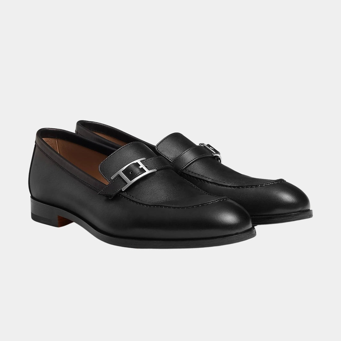 Hermes Monterey Loafer in Calfskin, Noir, Front