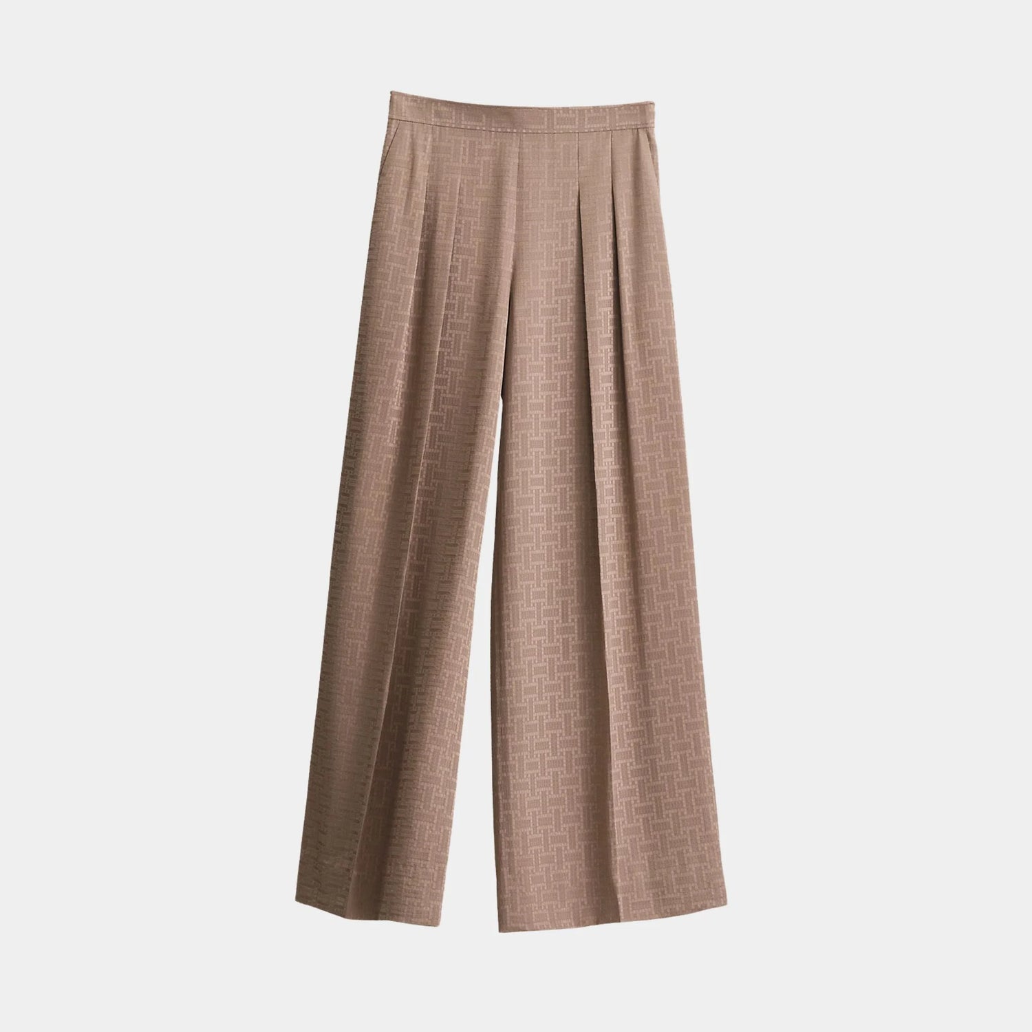 Hermes Mosaique Pants in Jacquard Silk, Gris Etoupe, Front