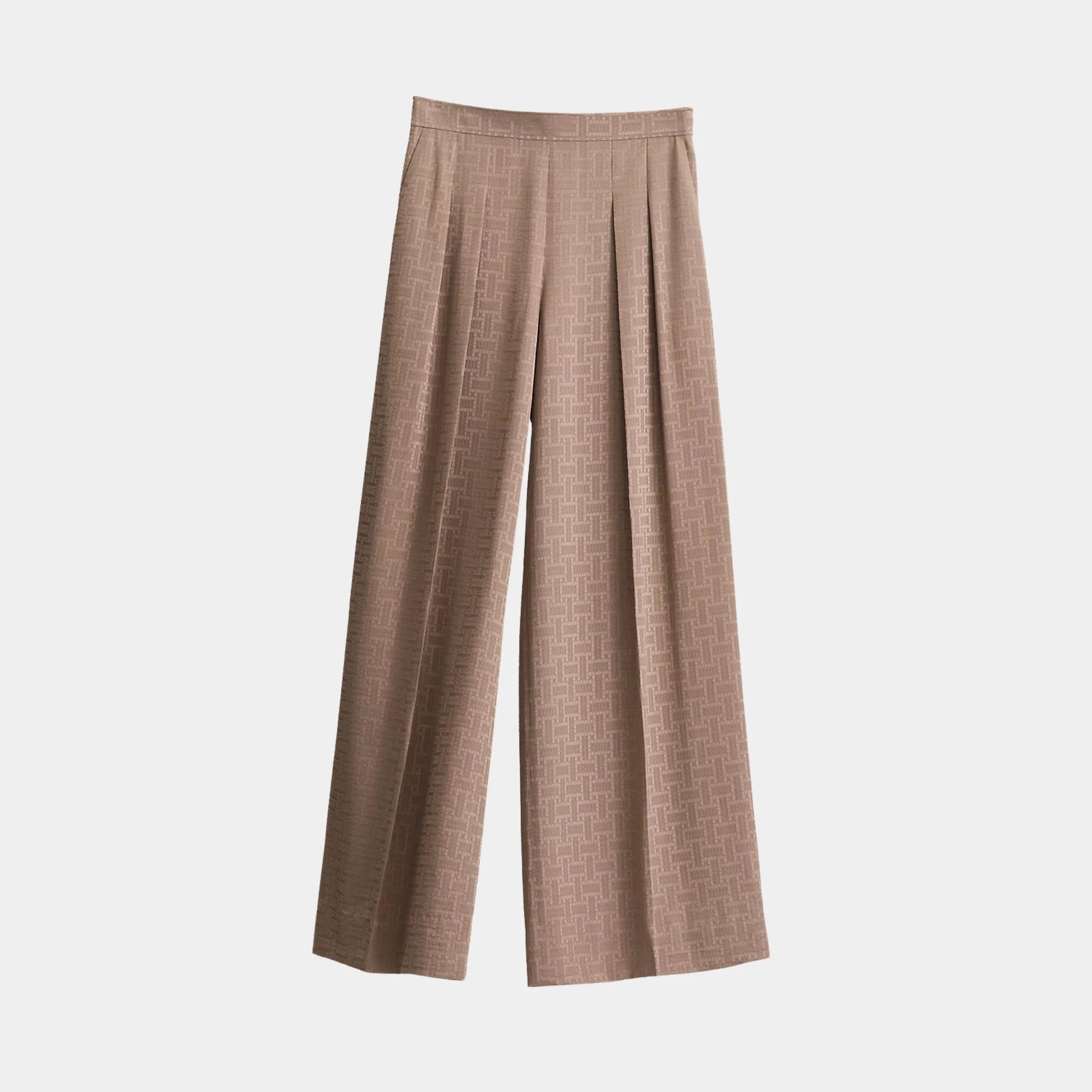 Hermes Mosaique Pants in Jacquard Silk, Gris Etoupe, Front