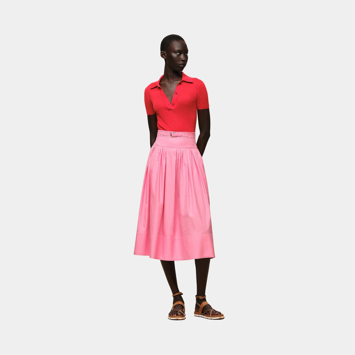 Mosaique Pleated Skirt with Basque