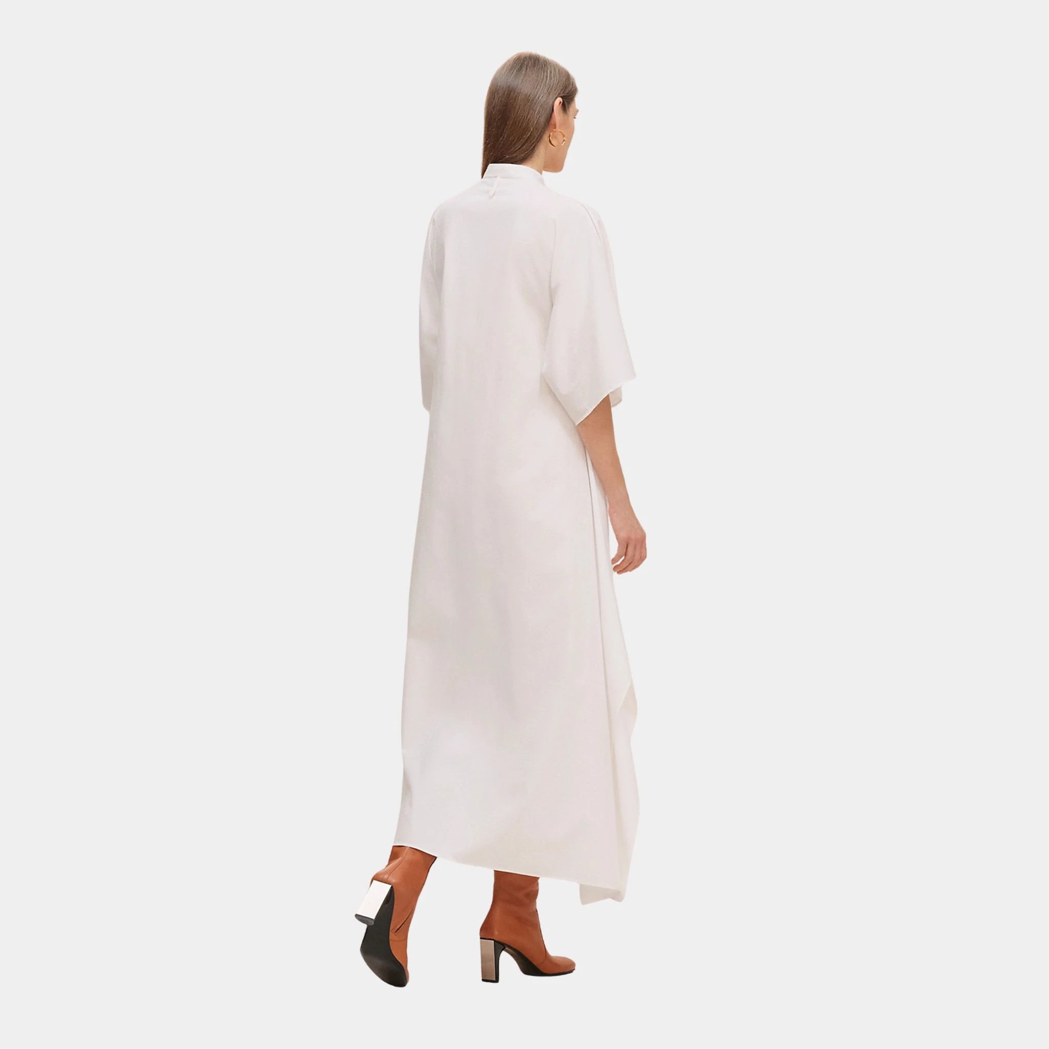 Hermes Mosaique Prairie Dress in Gauze, Blanc, Back