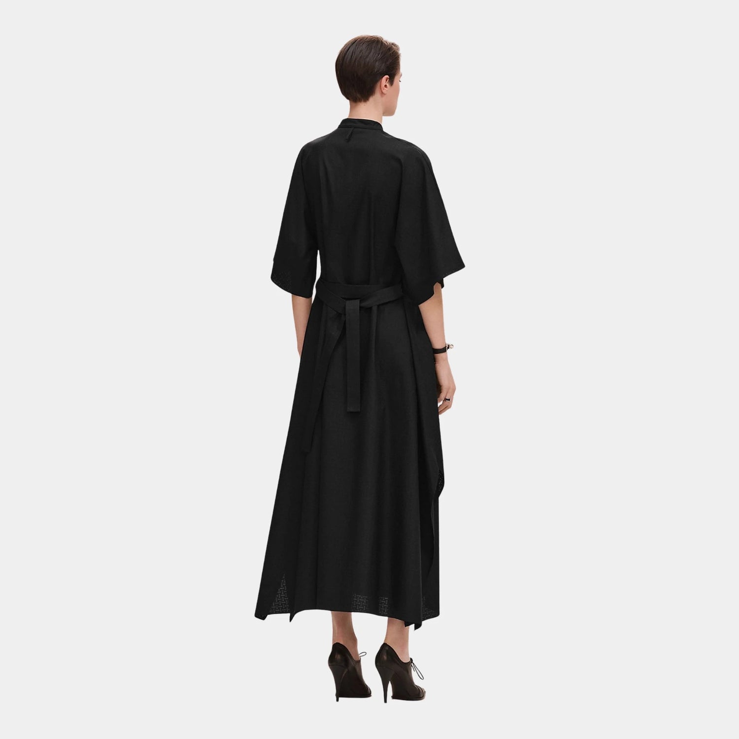 Hermes Mosaique Prairie Dress in Gauze, Noir, Back