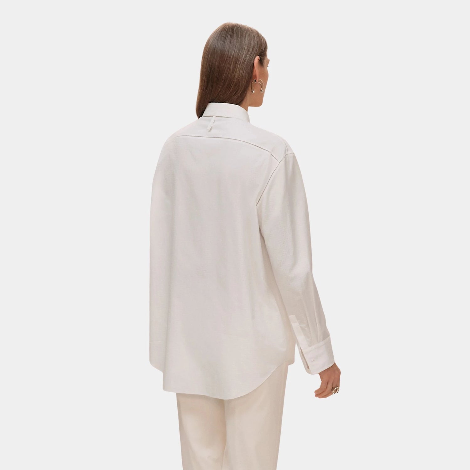 Hermes Mosaique Shirt in Gauze, Blanc, Back